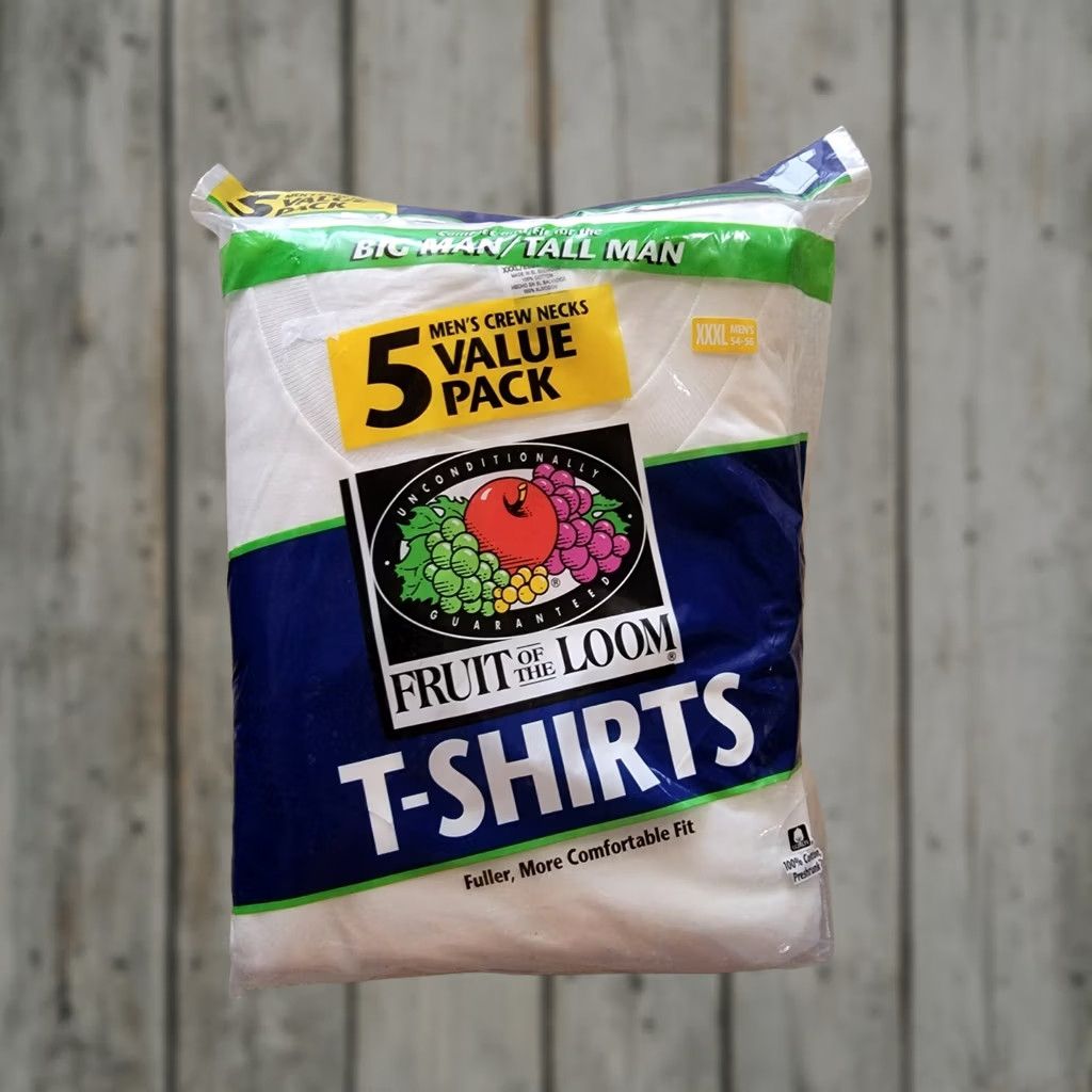 Fruit Of The Loom VINTAGE FRUIT OF THE LOOM Crew Neck T-SHIRT 5 PACK Mens 3XL White 54-56 Big Size USA 100% PRESHRUNK COTTON Short Sleeve Solid Size US XXL / EU 58 / 5 - 1 Thumbnail