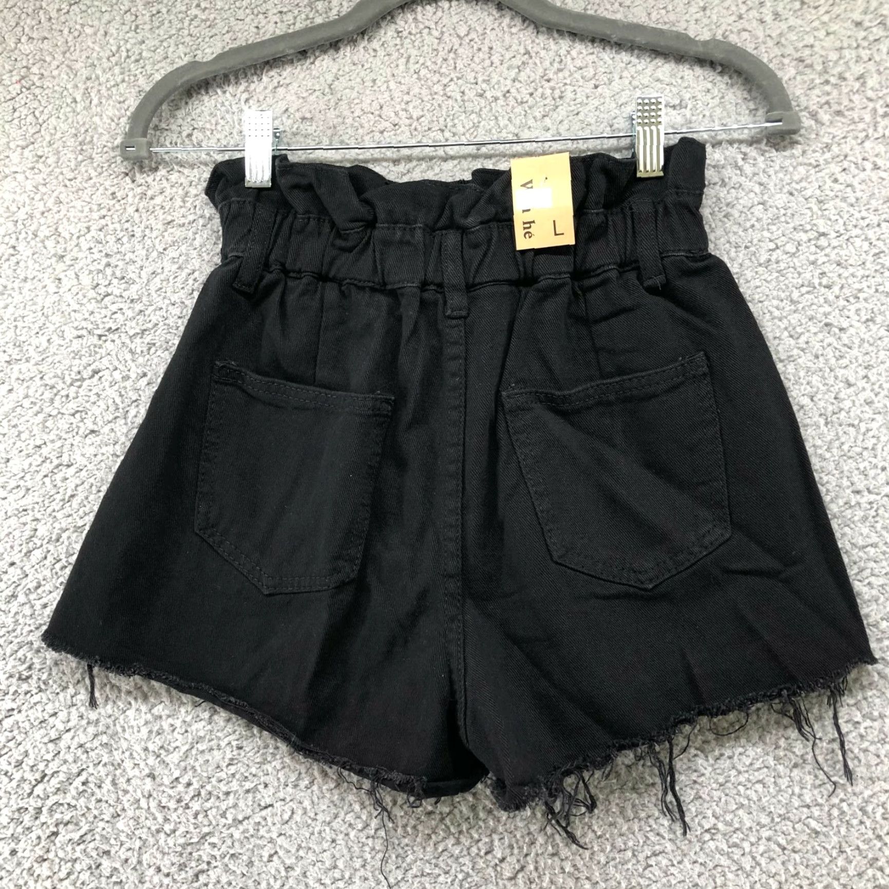 Vintage NWT Black Paperbag Jean Shorts Womens S High Waisted Elastic Casual Bohemian Retro Size 28" / US 6 / IT 42 - 2 Thumbnail