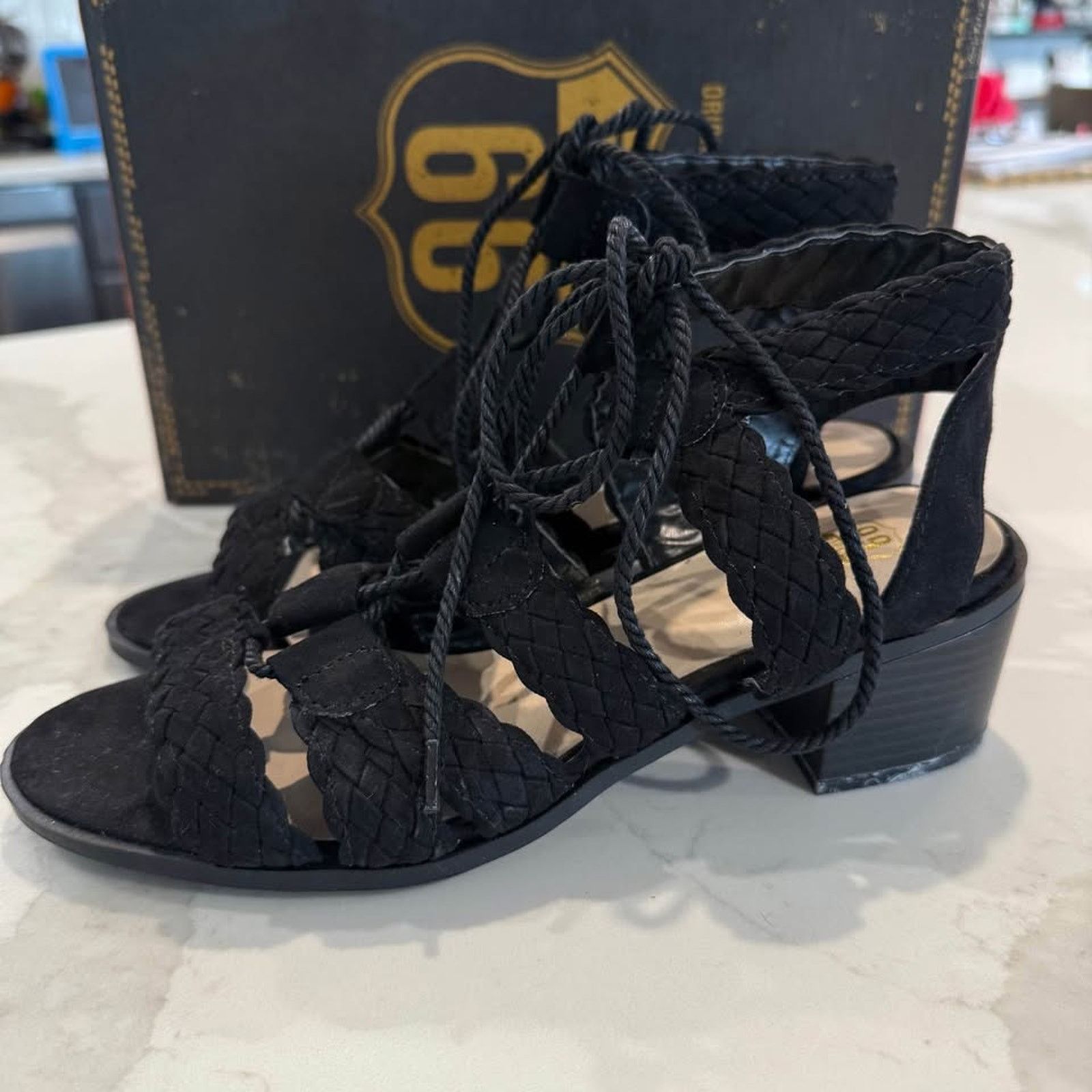 Route 66 Route 66 Marcia LaceUp Wedge Dress Sandals Womens 7 Black Size US 7 / IT 37 - 3 Thumbnail