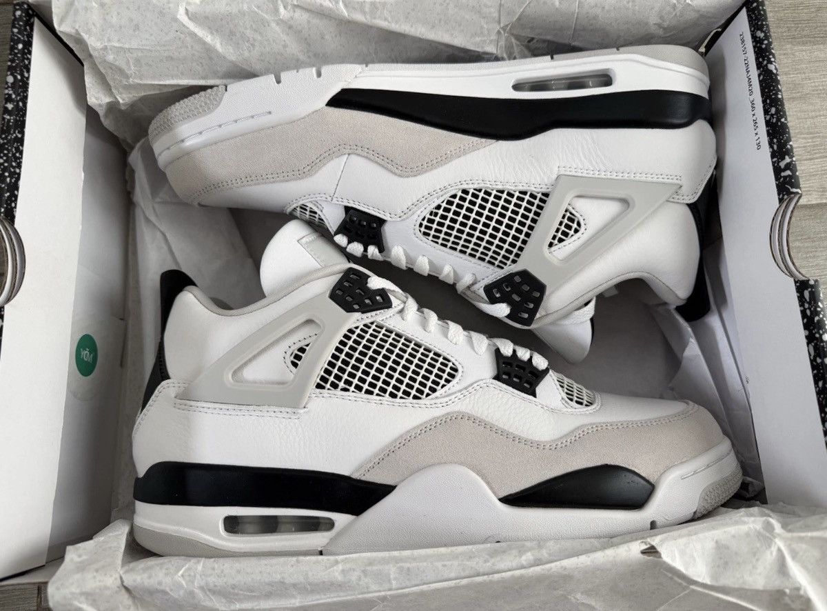 Jordan Brand Jordan 4 Retro Military Black White Black Neutral Grey Sz 12 Size US 12 / EU 45 - 3 Thumbnail