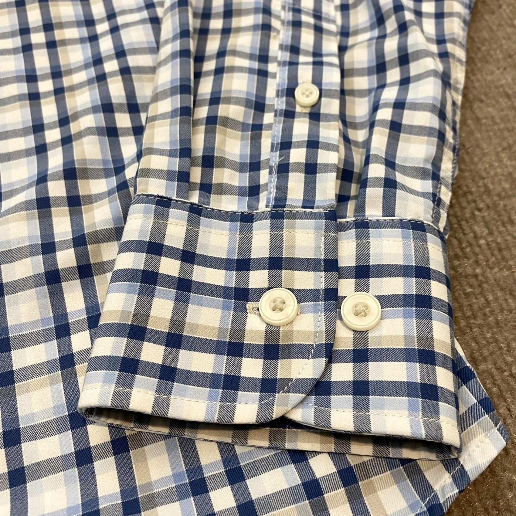 UNTUCKit UNTUCKit Shirt Mens Small Blue Check Sardinia Slim Fit Long Sleeve Perfomance Size US S / EU 44-46 / 1 - 3 Thumbnail