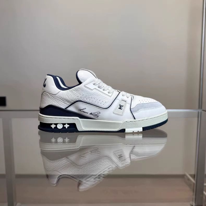 Louis Vuitton LV Trainer Sneakers White and Blue Size 41-yf Size US 7 / EU 40 - 2 Thumbnail