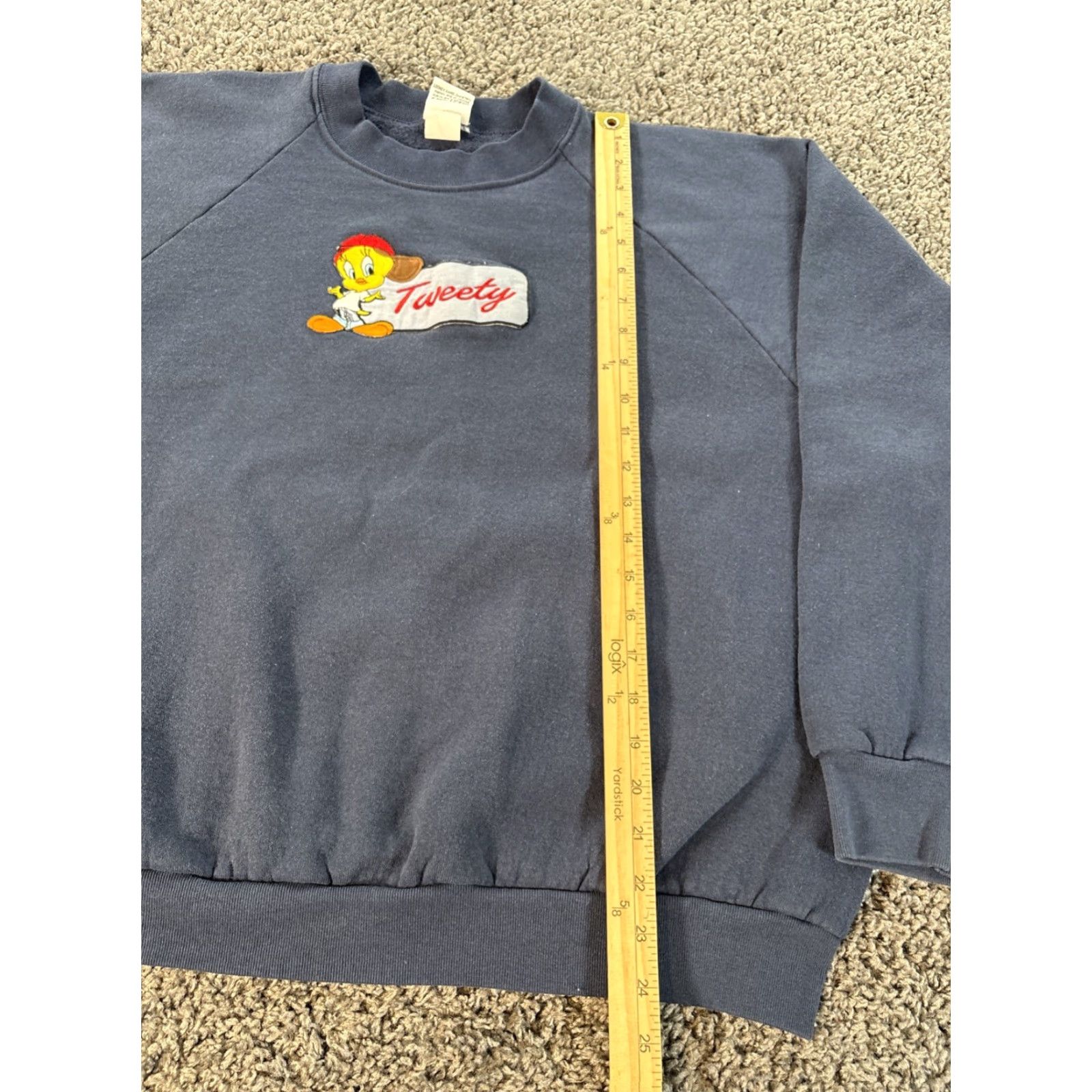 Vintage VINTAGE Looney Tunes Sweatshirt Mens XL Blue Embroidered 90s Crewneck Pullover Graphic Print Fascinate Tweety Bird Size US XL / EU 56 / 4 - 2 Thumbnail