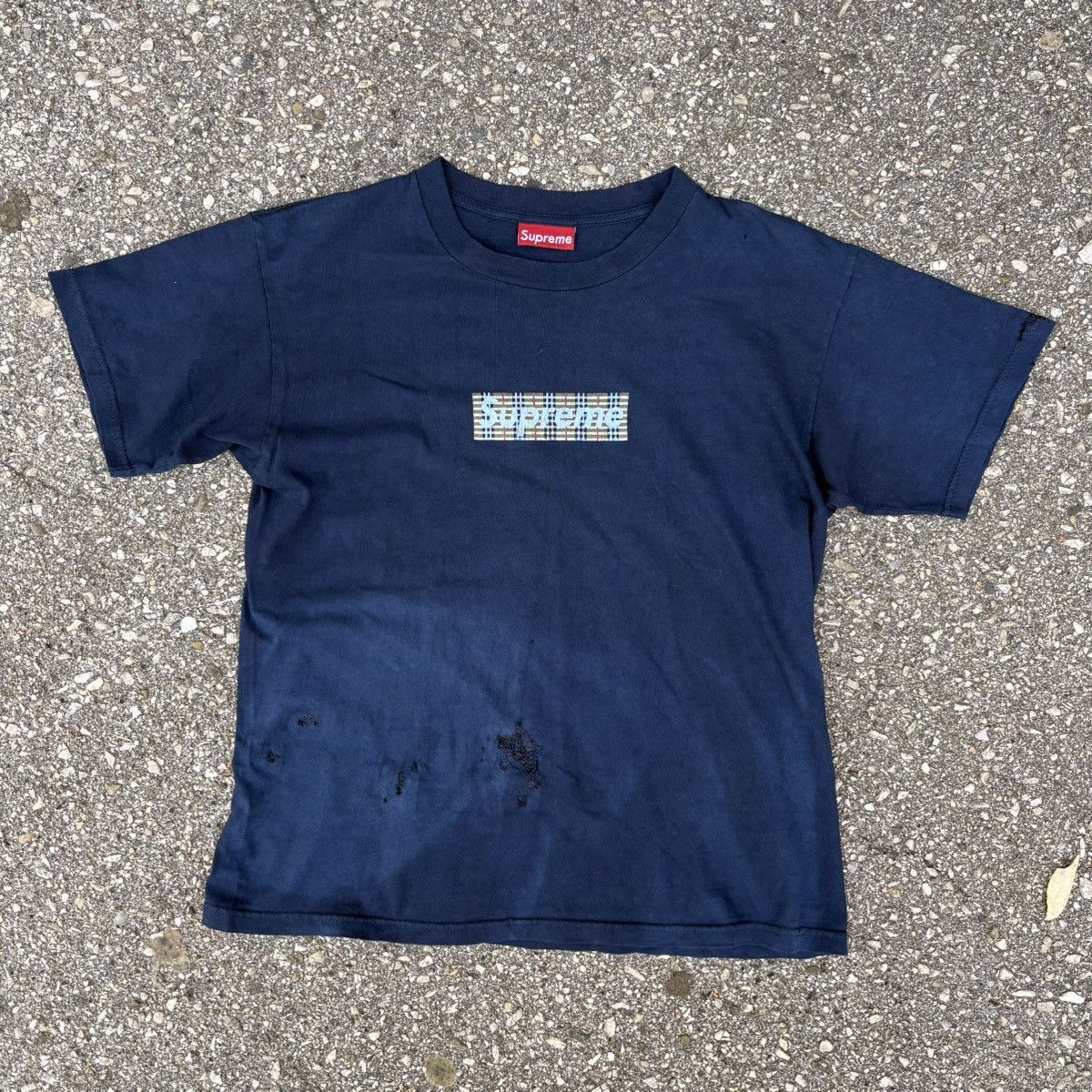Supreme Supreme Navy Arabic Box Logo Tee | Grailed