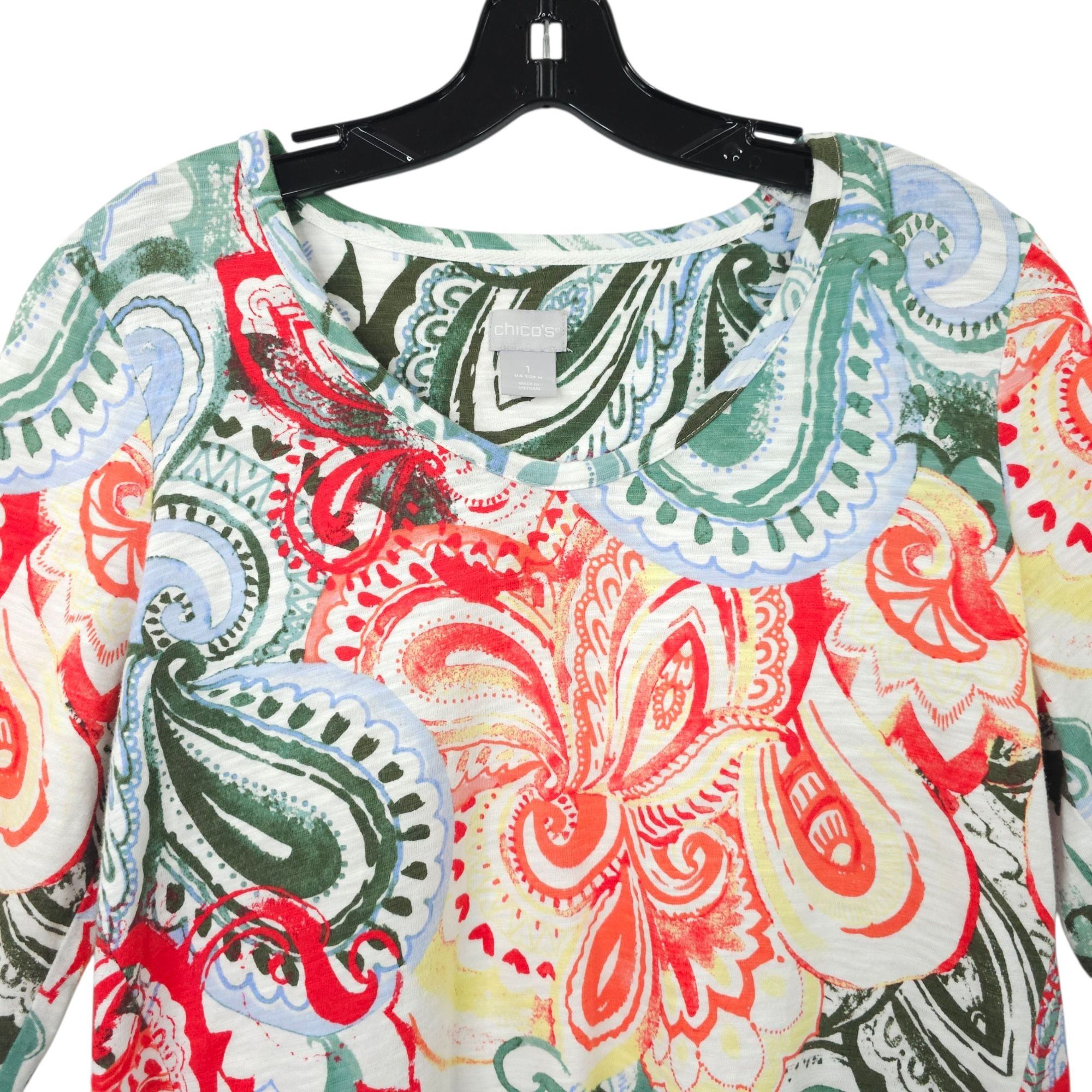 Chicos Chicos Floral Print Paisley Boho Top Womens 1 US M 3/4 Sleev Size M / US 6-8 / IT 42-44 - 8 Thumbnail