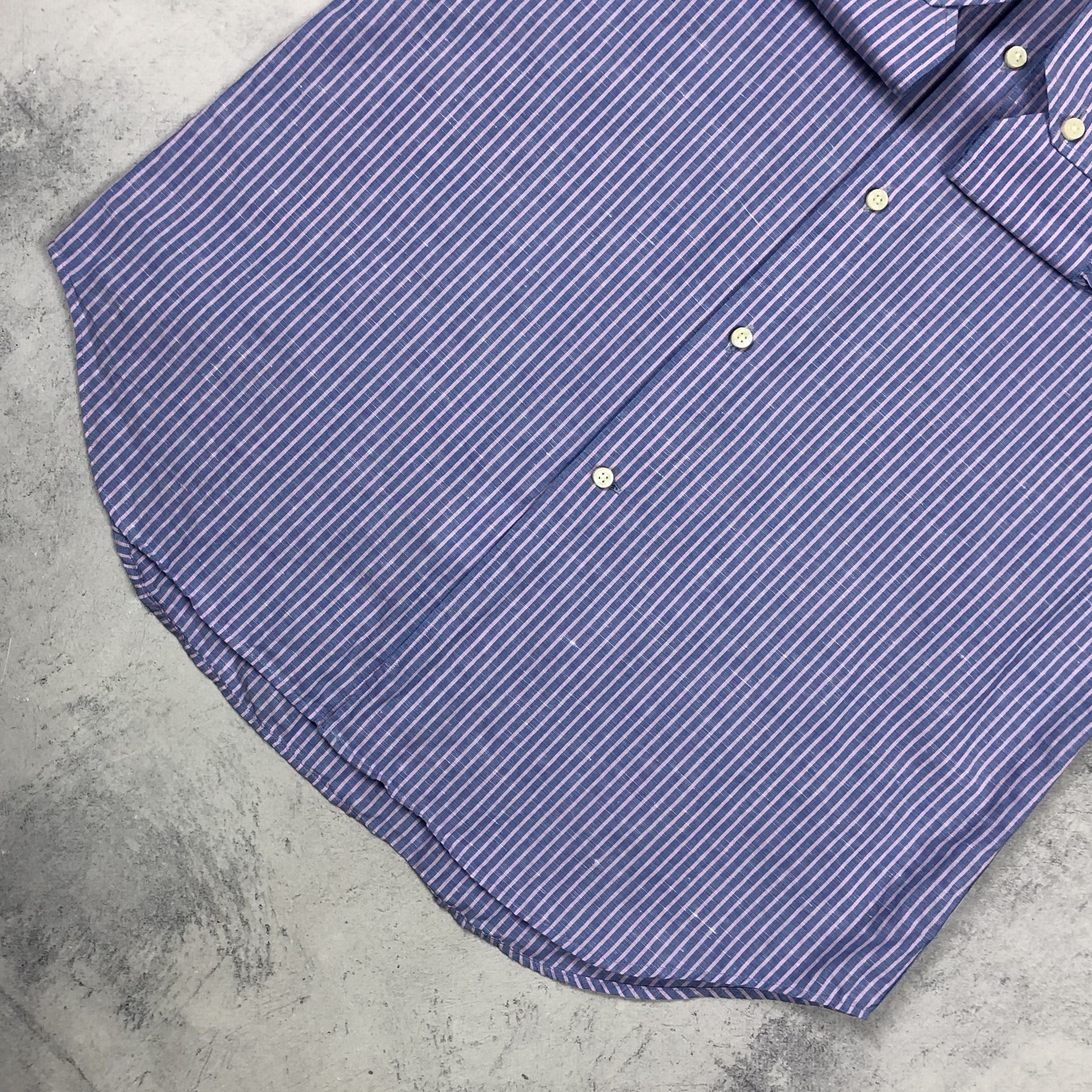 Corneliani Corneliani Striped Cotton Flax Button-up Shirt Size US L / EU 52-54 / 3 - 8 Thumbnail