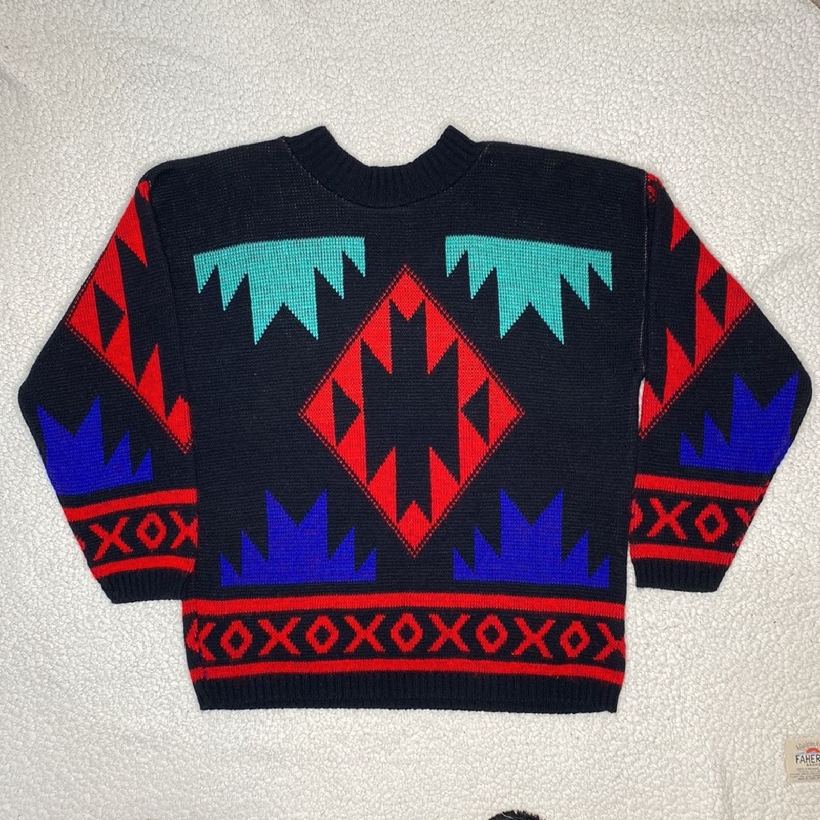 Vintage Vintage Spring Season Geometric Sweater red black Aztec Size US S / EU 44-46 / 1 - 1 Thumbnail