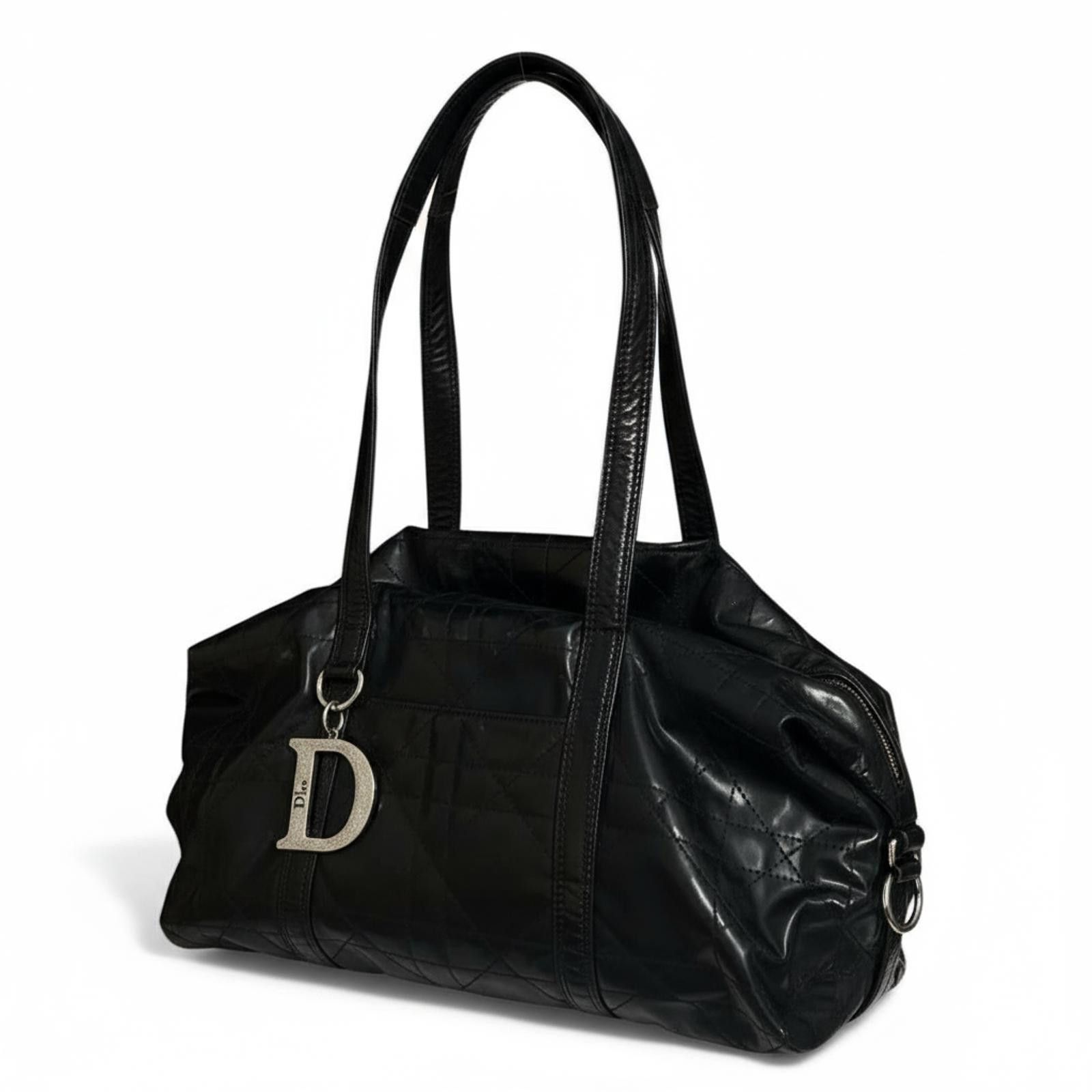 Dior Dior - Black Quilted Leather Handbag with 'D' Charm Size ONE SIZE - 1 Thumbnail