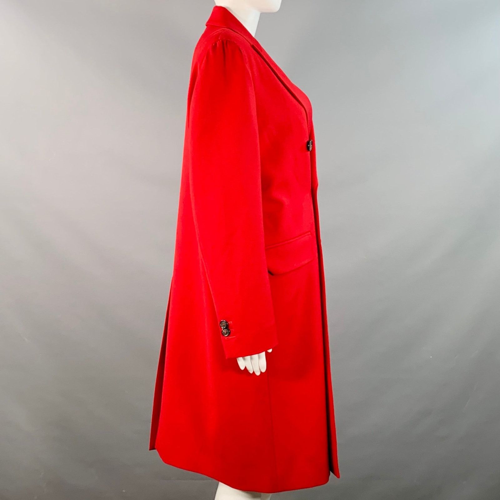 Dsquared2 Size M Red Wool Blend Double Breasted Peak Lapel Coat Size M / US 6-8 / IT 42-44 - 2 Thumbnail