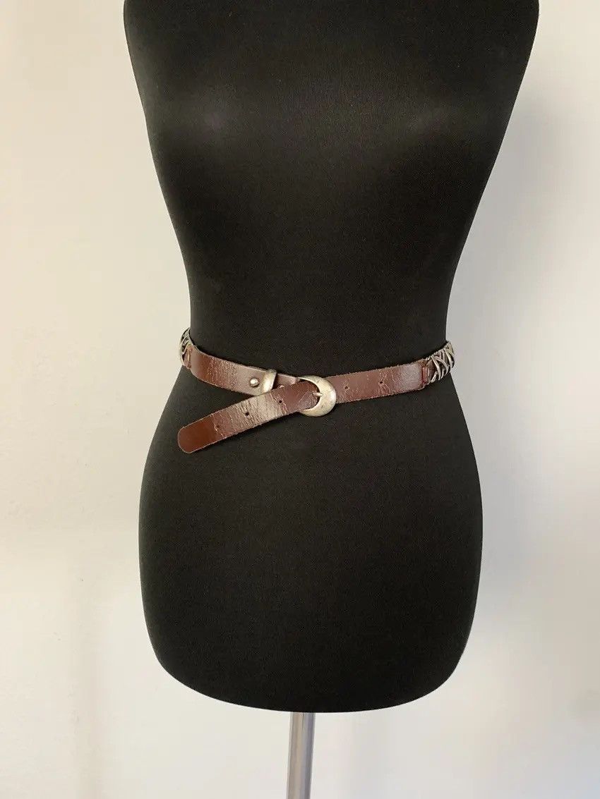 Japanese Brand Vintage Belts Y2K Rhinestones Punk leather belt Japanese Size 26 - 2 Thumbnail