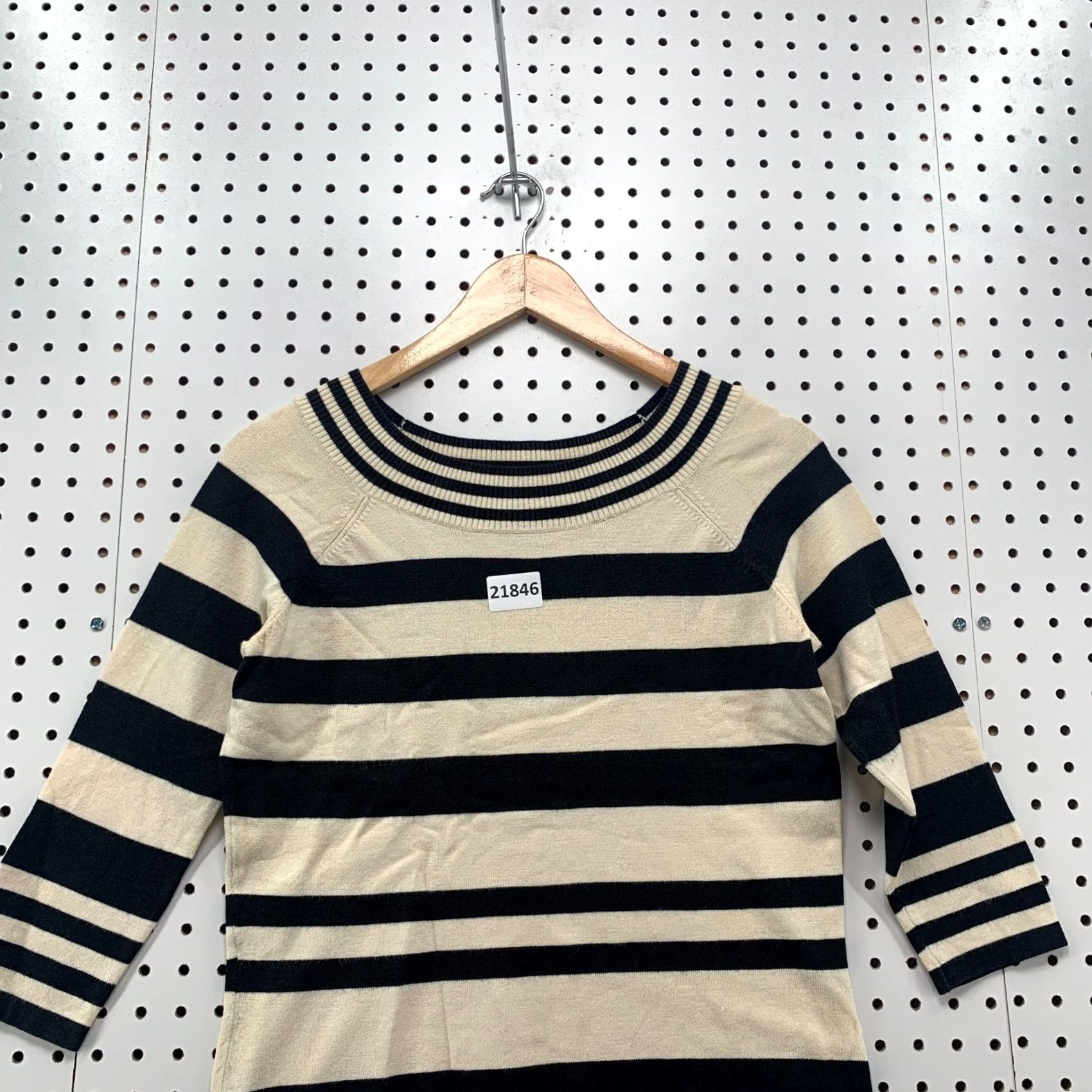 Vintage Style & Co. Collection Petite Striped Top Womens PS Black Silk Blend Shirt Size S / US 4 / IT 40 - 7 Thumbnail