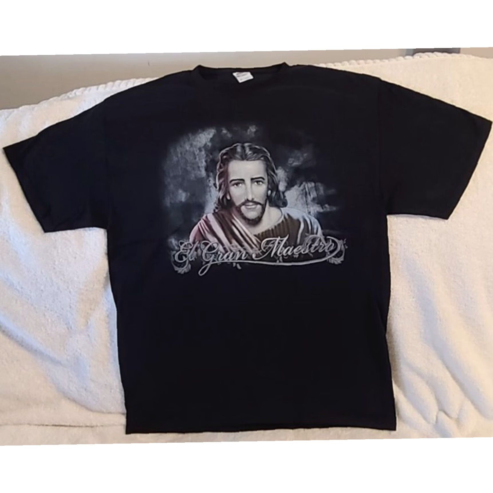 Vintage Black Jesus Christ Crown of Thorns Graphic Tee Men's Medium Size US L / EU 52-54 / 3 - 3 Thumbnail