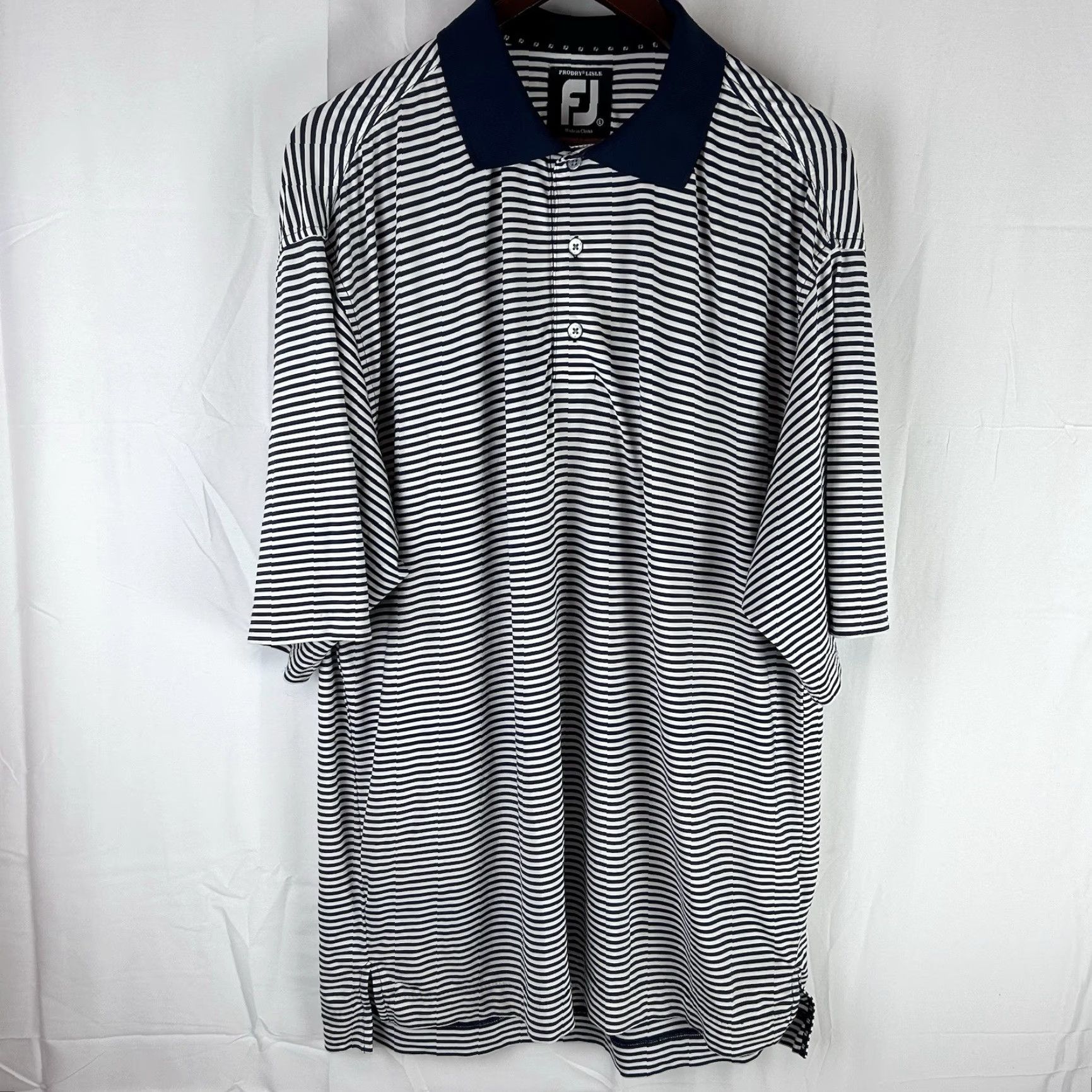 Footjoy Footjoy Polo Shirt Large Blue White ProDry Performance Lisle Golf Stain Size US L / EU 52-54 / 3 - 2 Thumbnail