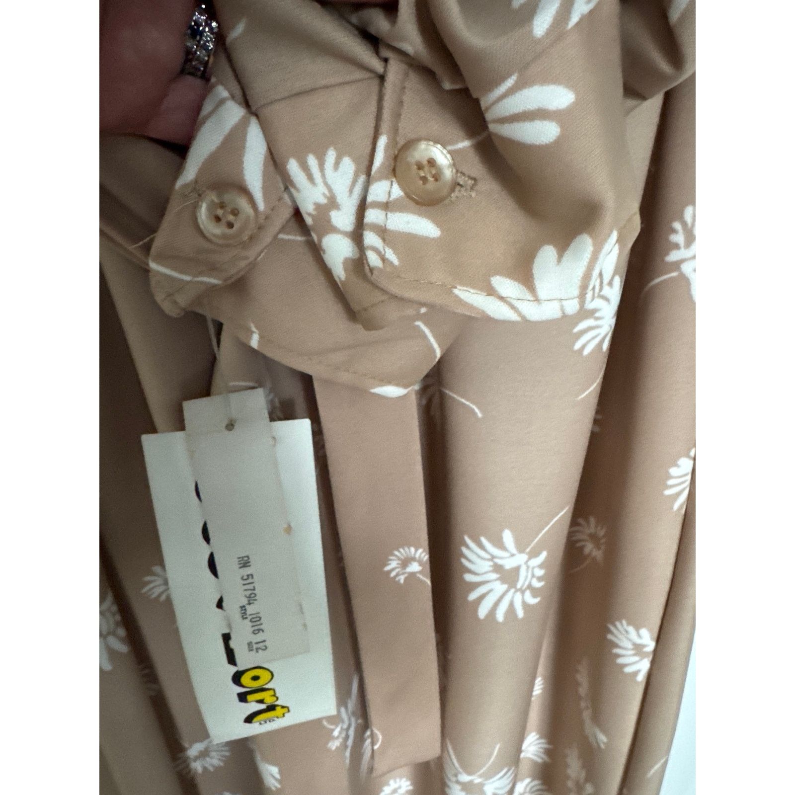 Vintage NWT Vtg Just-Mort Khaki collared Dress white daisy print M Size M / US 6-8 / IT 42-44 - 12 Thumbnail