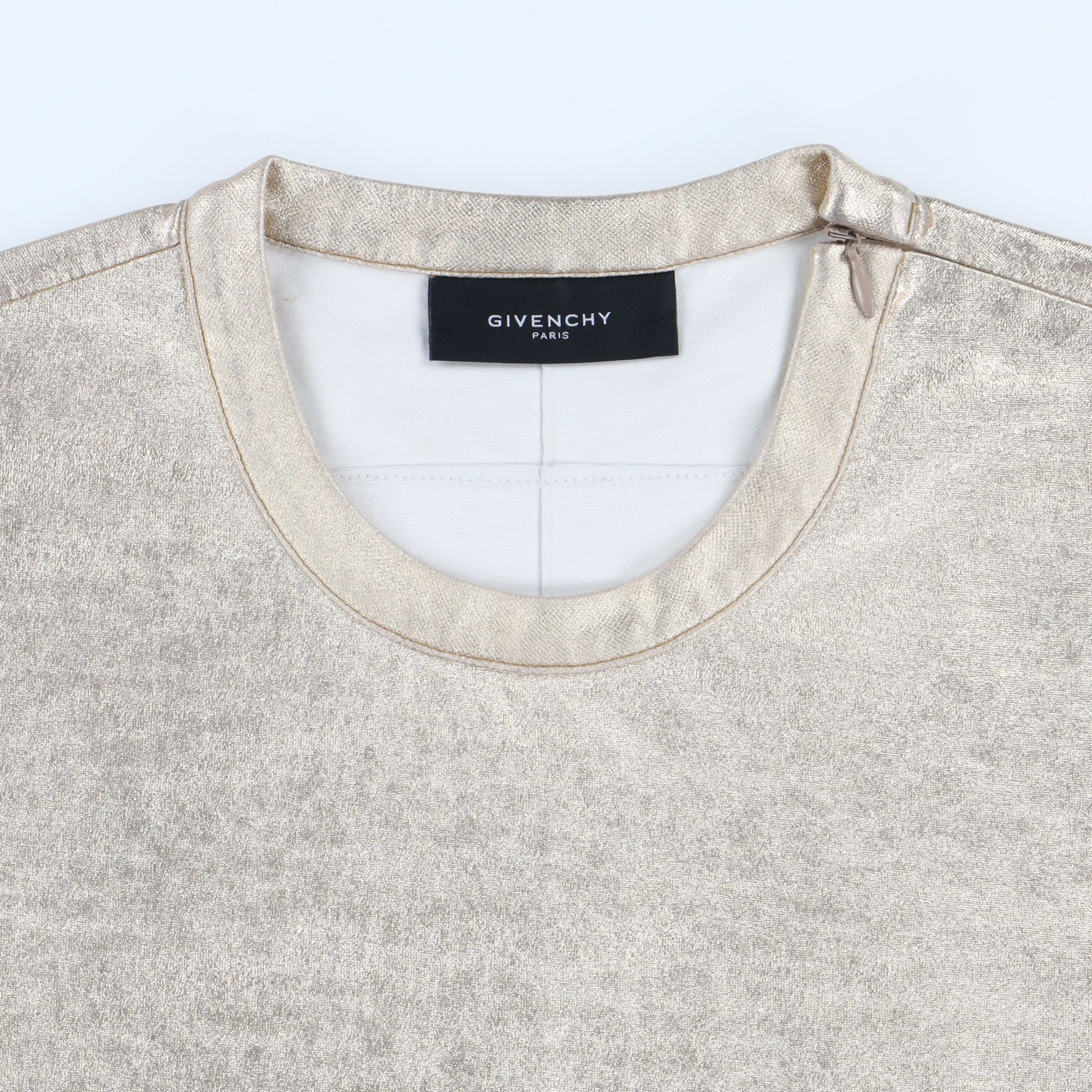 Givenchy Metallic Gold Shoulder Zip T-Shirt Size US M / EU 48-50 / 2 - 2 Thumbnail