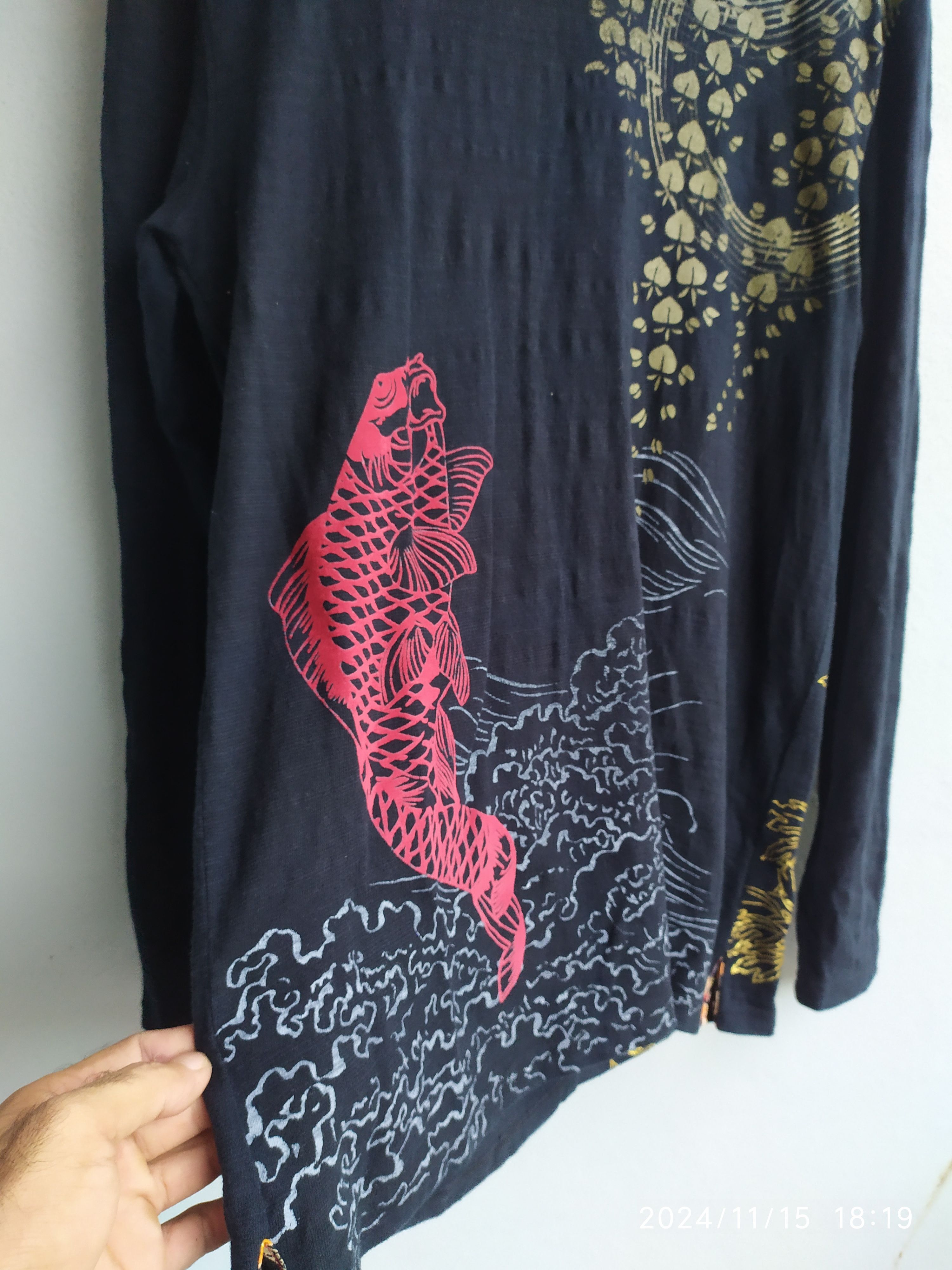If Six Was Nine × Japanese Brand VINTAGE JAPANESE SUKAJAN KOI LONG-SLEEVED SHIRT Size US XL / EU 56 / 4 - 6 Thumbnail