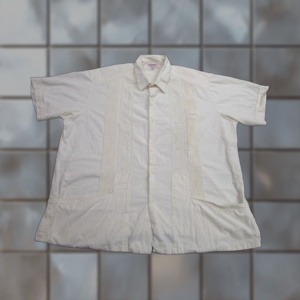 Vintage VINTAGE Olveritas Shirt 2XL Ivory Cream White Cuban Rockabilly Mexico Beach Classic Mens Size US XXL / EU 58 / 5 - 1 Thumbnail