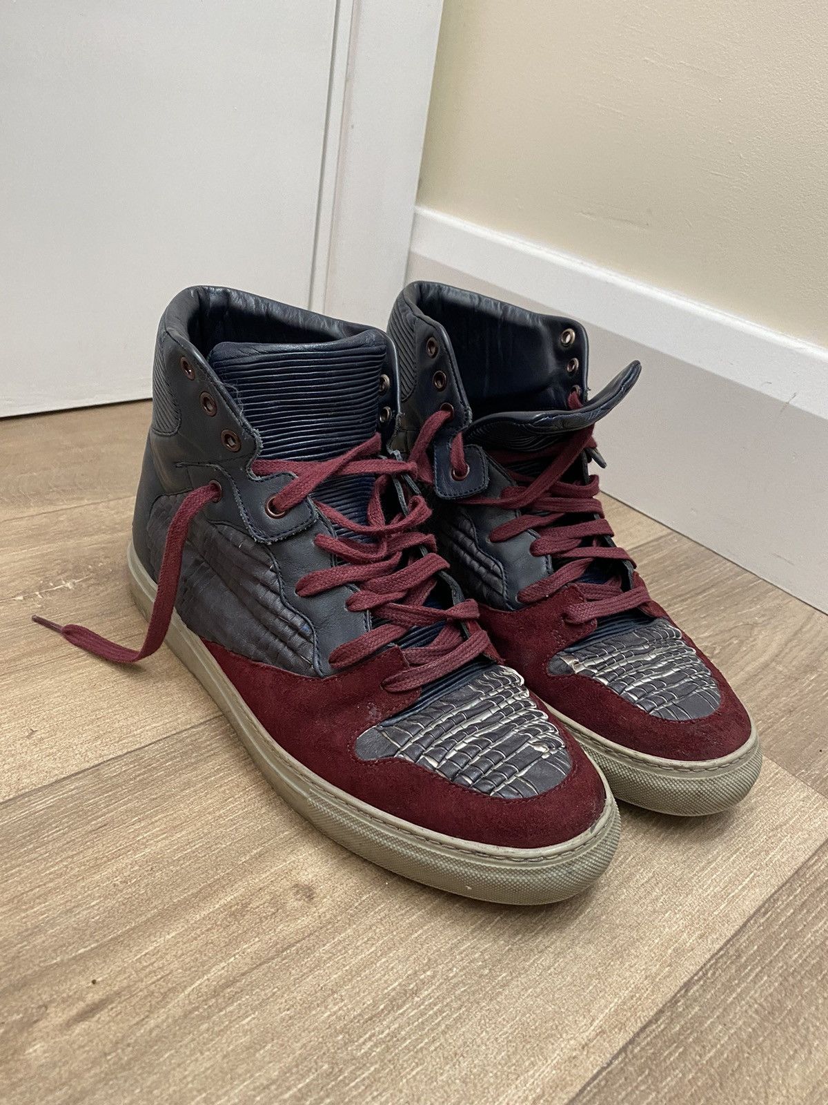 Balenciaga Balenciaga Origami Panel High ‘Navy Burgundy’ Size US 8.5 / EU 41-42 - 2 Thumbnail