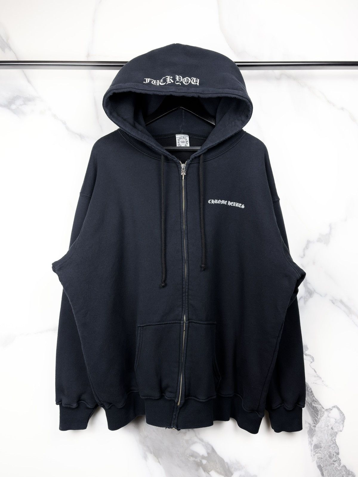 Chrome Hearts Chrome Hearts Vintage Cross Plus Heavy Thermal Zip Up Hoodie Size US XXL / EU 58 / 5 - 1 Thumbnail
