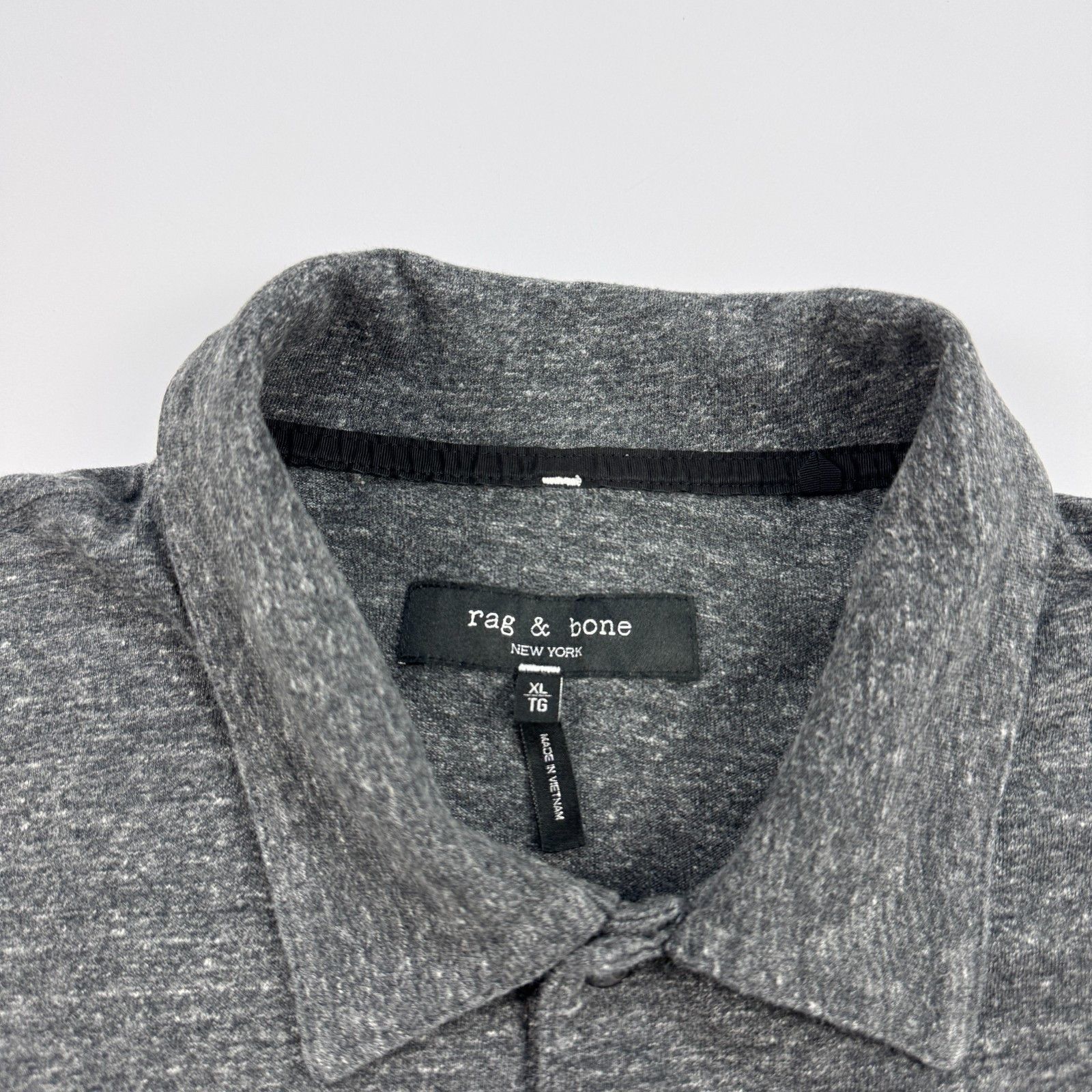 Rag & Bone Rag & Bone Gray Heathered Cotton Polo Shirt XL Size US XL / EU 56 / 4 - 4 Thumbnail
