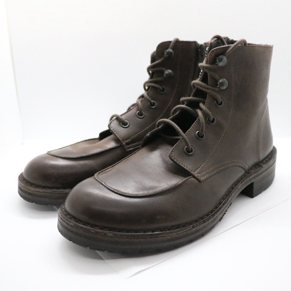 Other Boemos Italy Brown Leather Boots Lace Zip Up US6.5 EU37 Size US 7 / IT 37 - 3 Thumbnail