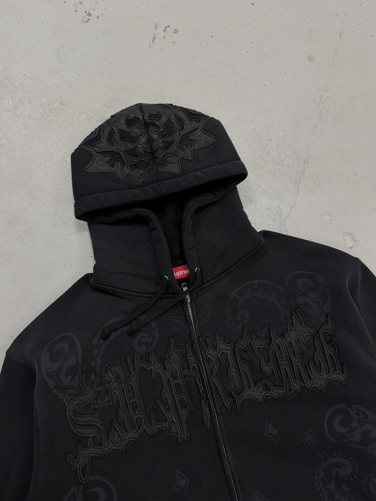 Supreme Supreme Leather Appliqué Zip Up Hoodie Black Size US M / EU 48-50 / 2 - 3 Thumbnail