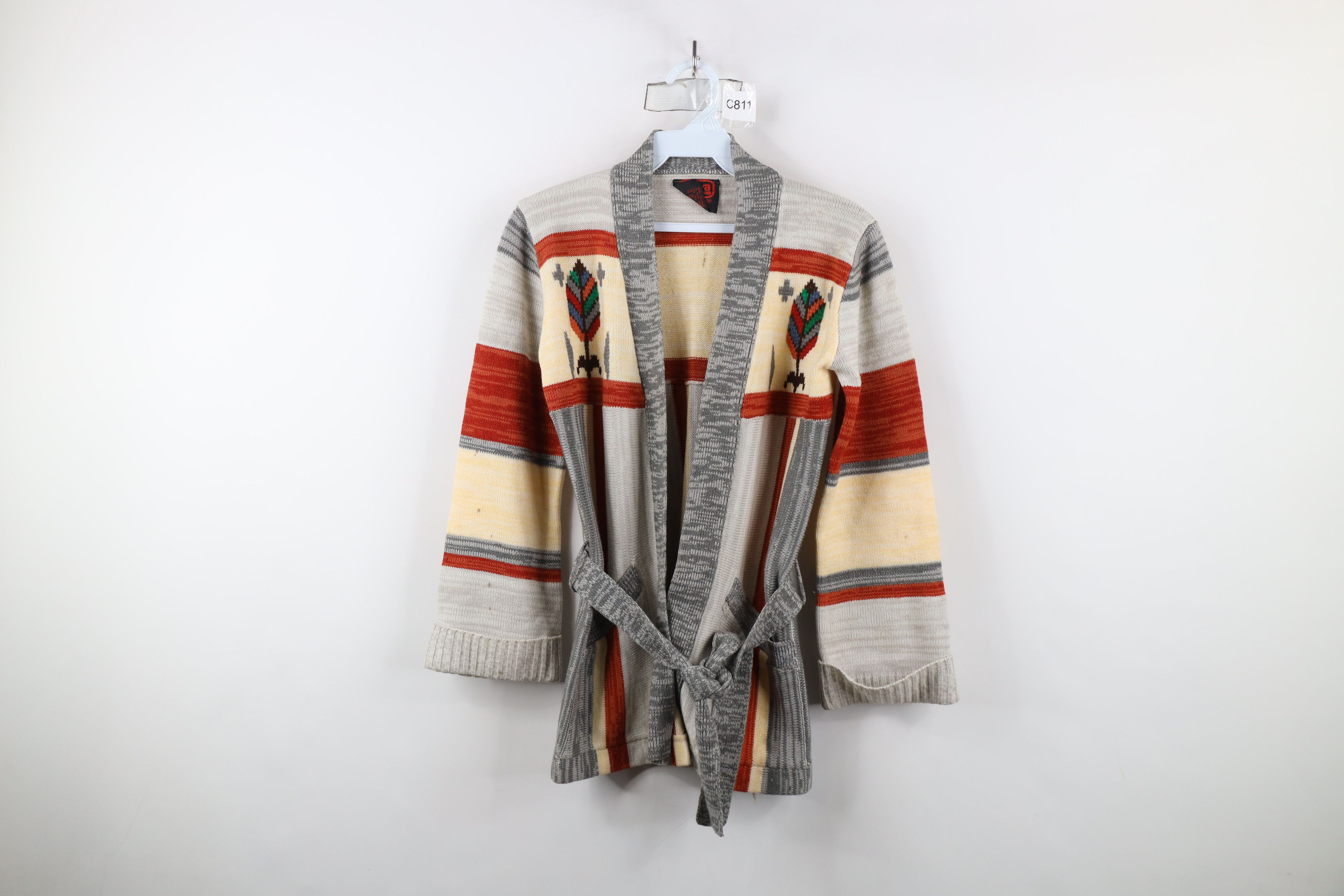 Vintage Vintage 70s Mid Century Modern MCM Belted Cardigan Sweater Size M / US 6-8 / IT 42-44 - 1 Thumbnail