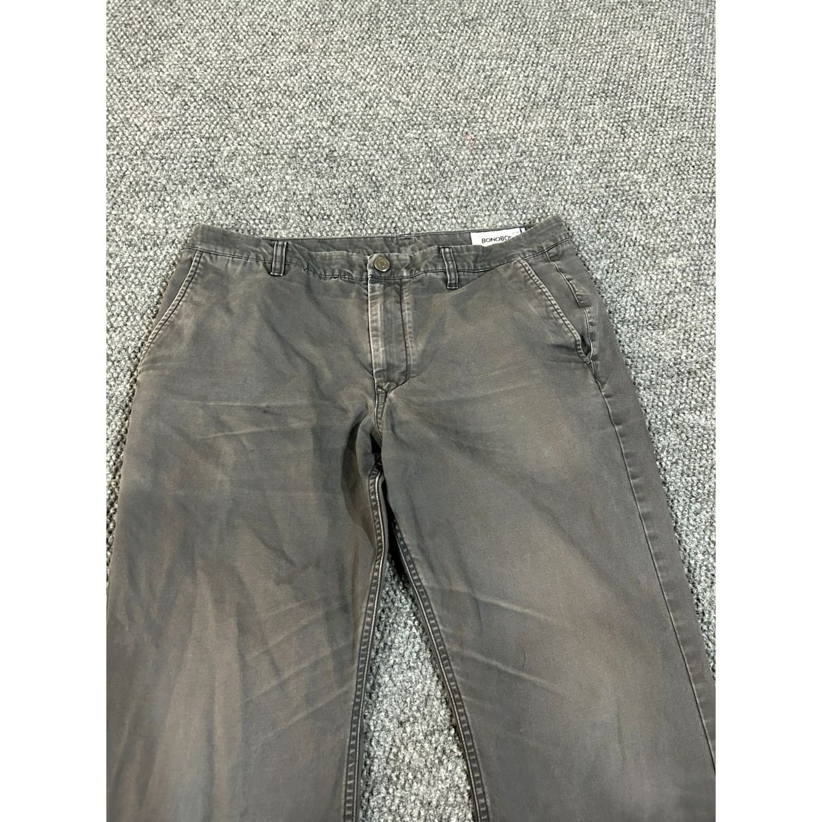 Bonobos Bonobos Washed Chinos Pants Mens 35x32 Gray Straight Fit Casual Everyday Wear Size US 35 - 3 Thumbnail
