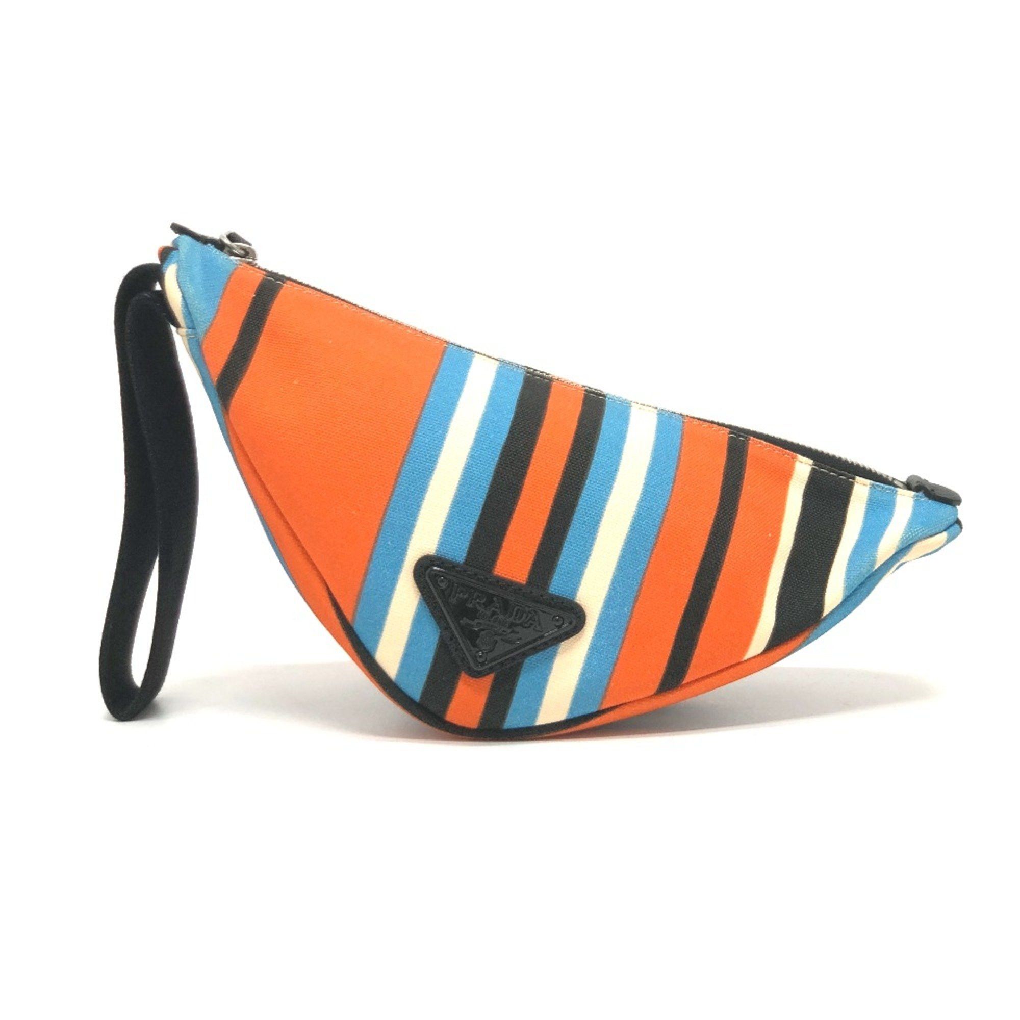 Prada PRADA 2NE053 Triangle logo Bag Pouch Orange x blue Size ONE SIZE - 1 Thumbnail
