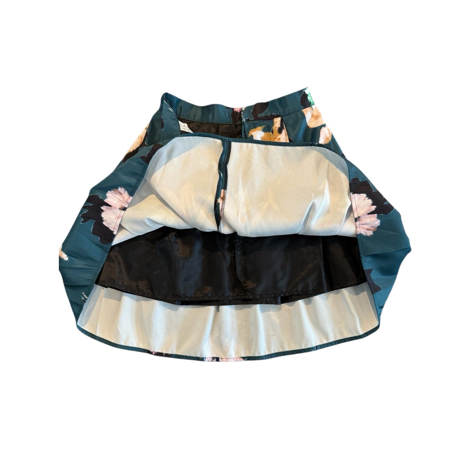 The Unbranded Brand Chicwish Women’s L Floral High Waisted Pleated Teal Skirt Size 30" / US 8 / IT 44 - 7 Thumbnail