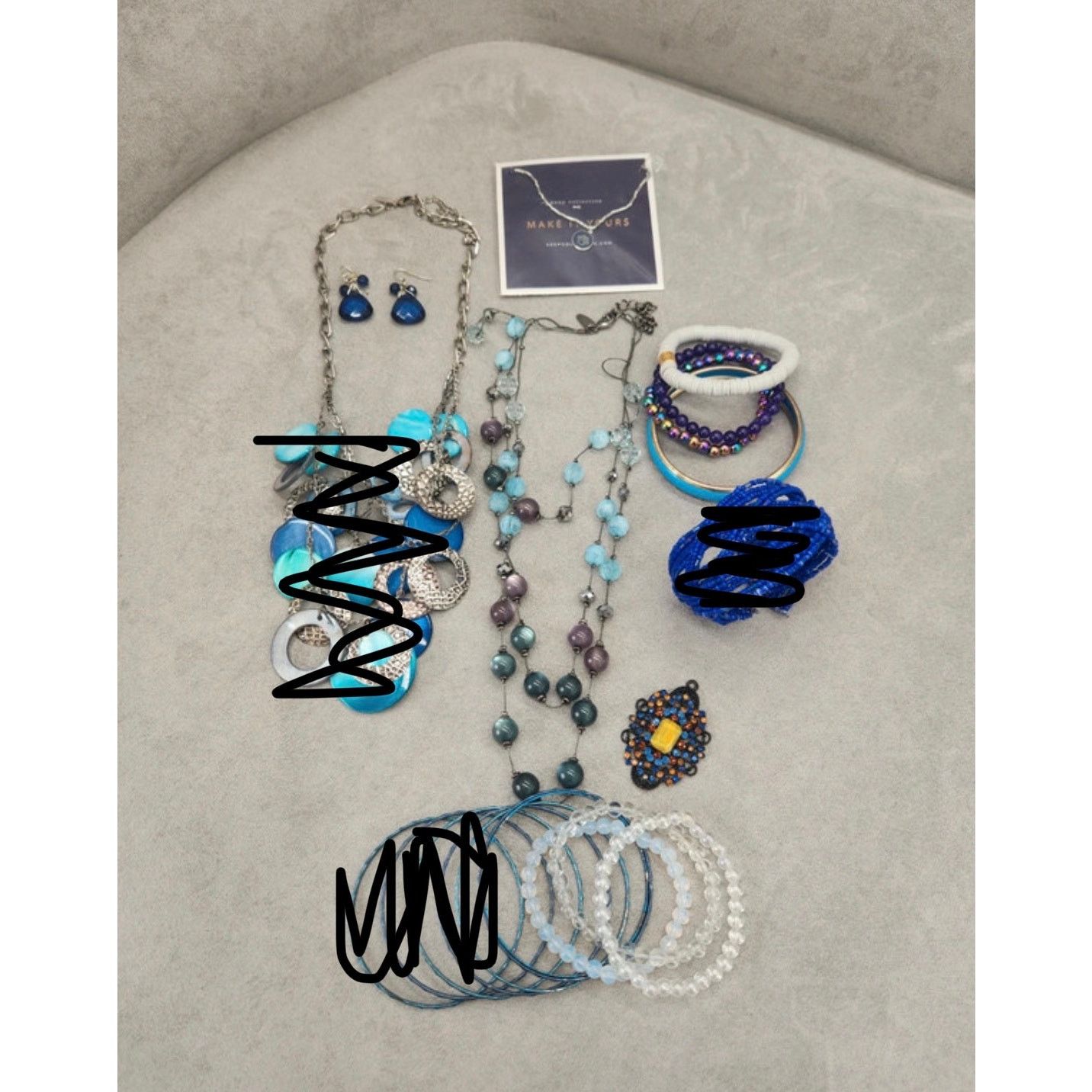 Other Lot of 12 costume jewelry boho Blue White Silver Tone Bundle Size ONE SIZE - 2 Thumbnail