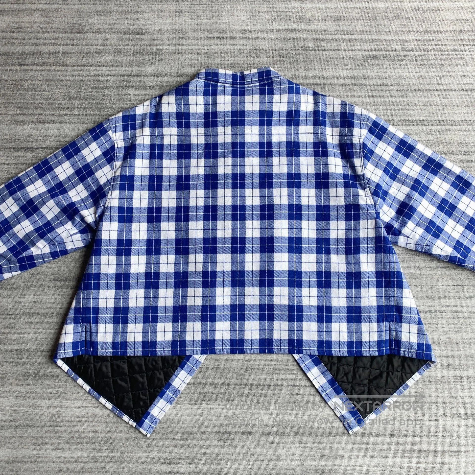 Balenciaga White Blue Checkered Shirt Jacket.