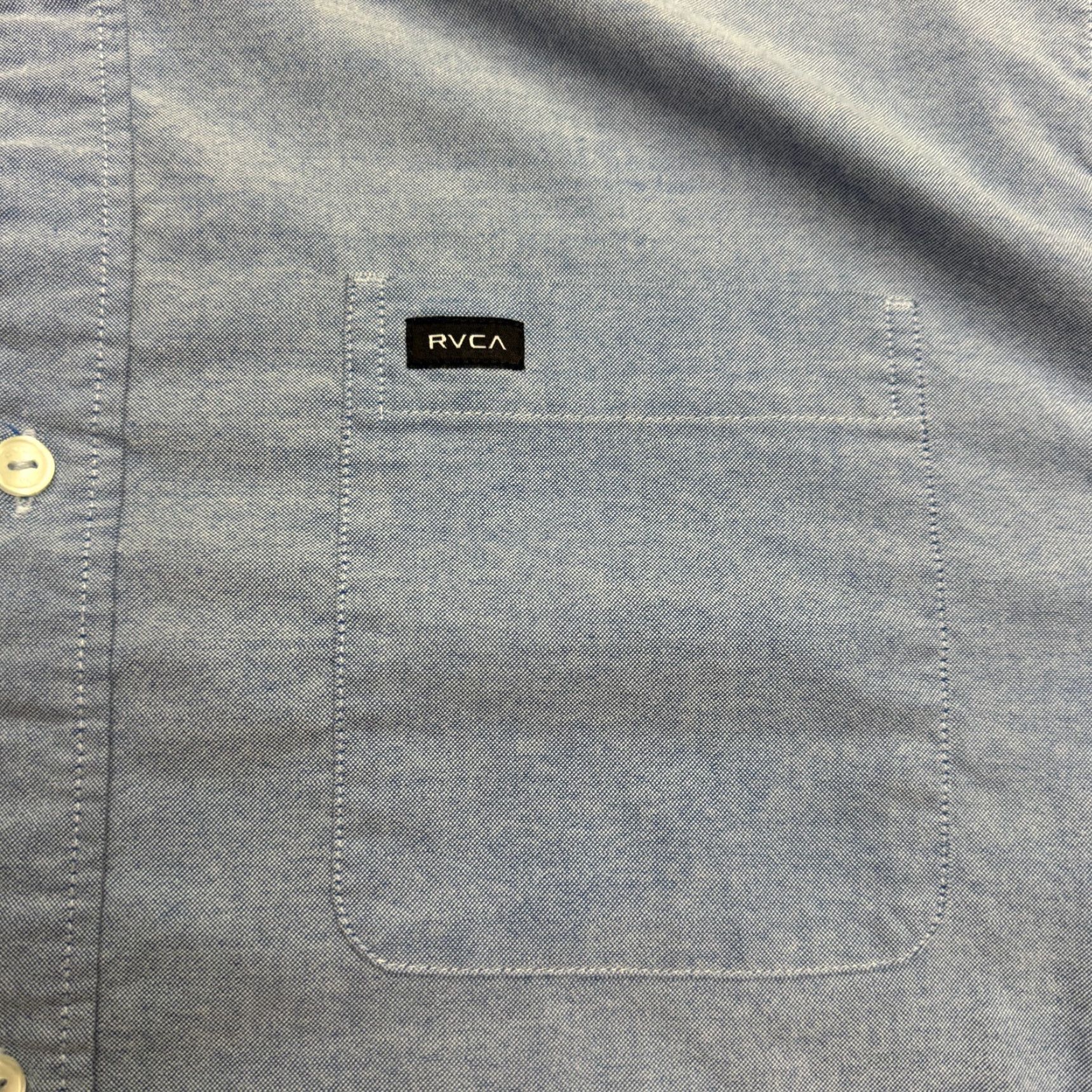 RVCA RVCA Slim Fit Button-Down Shirt Mens 2XL Blue Short Sleeve Chambray Classic Preppy Casual Shirt Size US XXL / EU 58 / 5 - 5 Thumbnail
