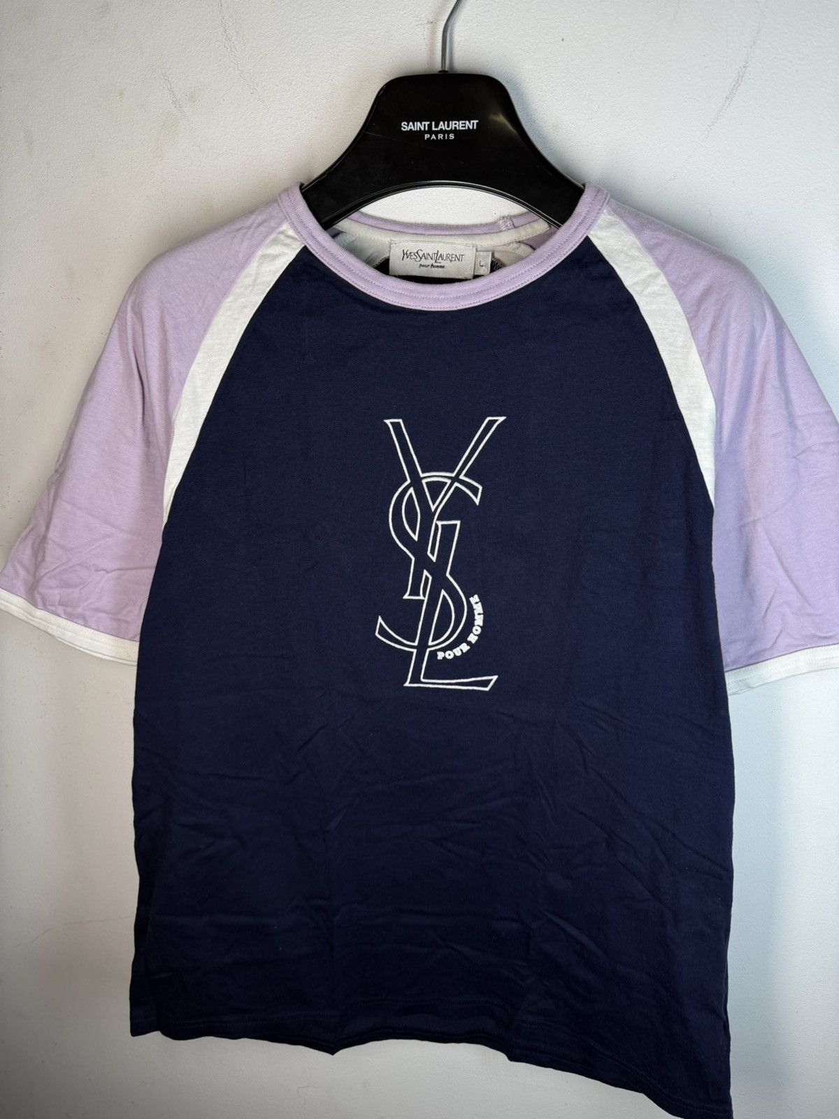 Yves Saint Laurent Blue YSL T-shirt Big Logo YSL Shirt Size US M / EU 48-50 / 2 - 15 Thumbnail