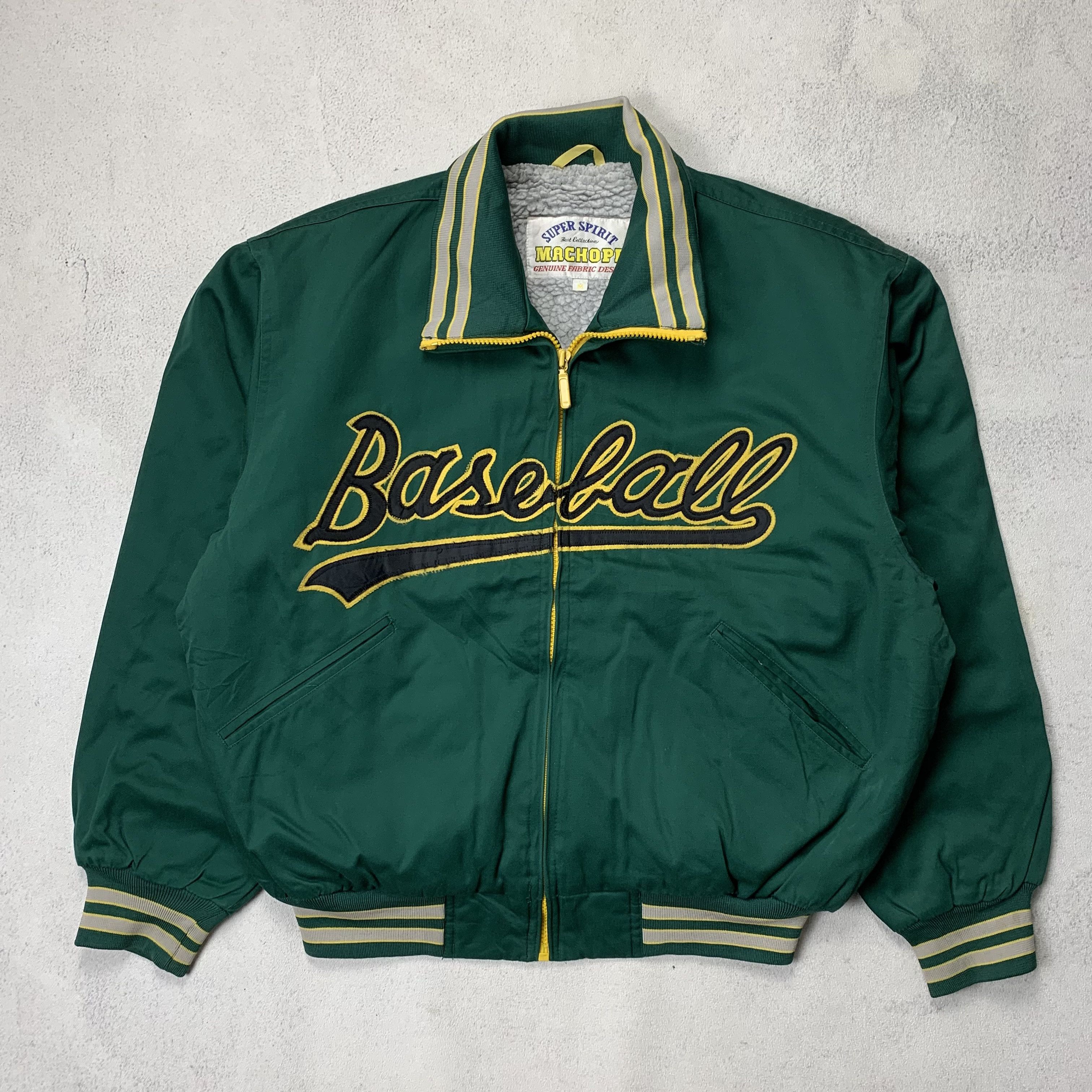 image of Machope Baseball Varsity Jacket in Green, Men's (Size Medium)