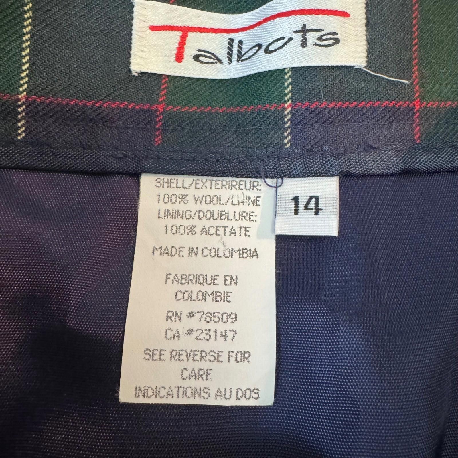 Other Vintage Talbots Womens Plaid Wool Skirt Size 14 Size 36" / US 14 / IT 50 - 3 Thumbnail
