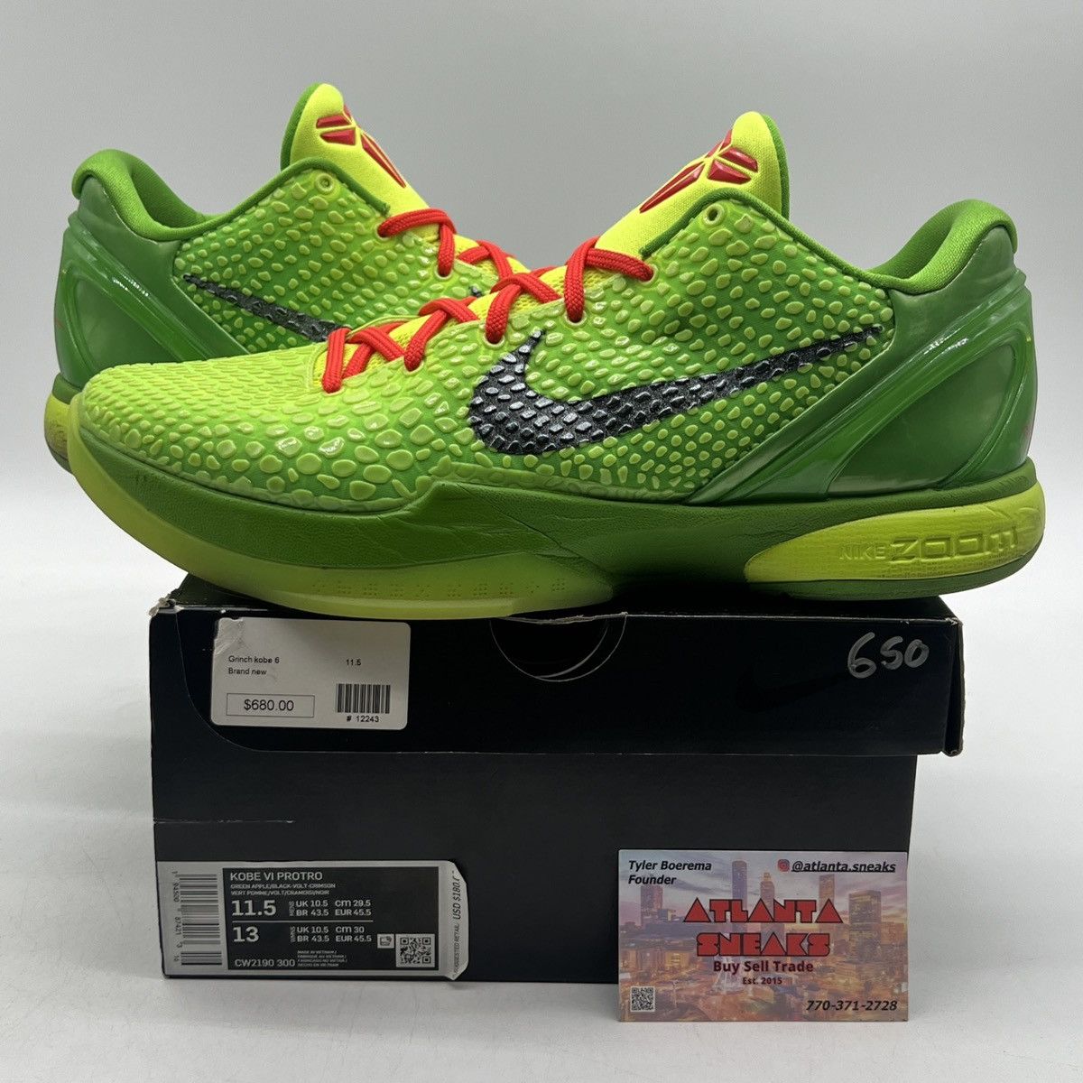 Nike Zoom Kobe 6 protro grinch Size US 11.5 / EU 44-45 - 1 Thumbnail