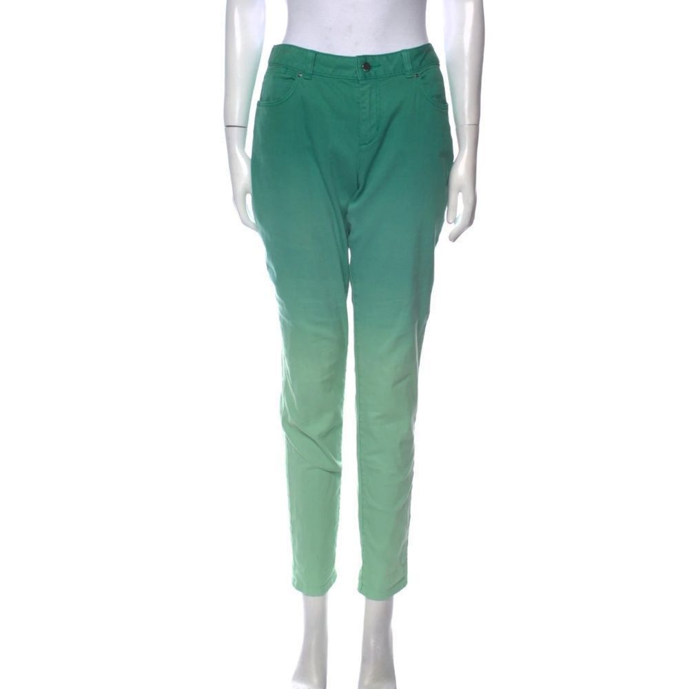 Karen Millen SZ 10 mid-rise gradient green skinny jeans