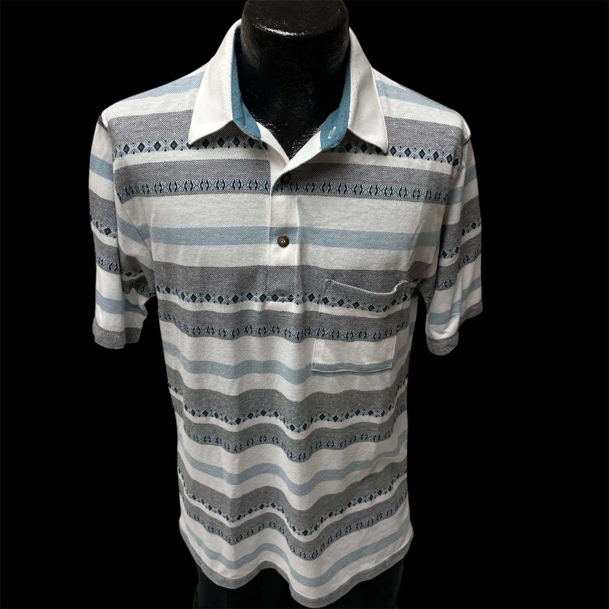 Vtg Palmland Stripe ARGYLE POLO Golf Surfer Preppy Shirt