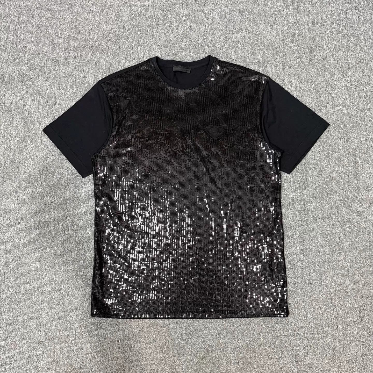 Prada Prada Black Sequin Short-Sleeve Tee S 99 New Size US S / EU 44-46 / 1 - 1 Thumbnail