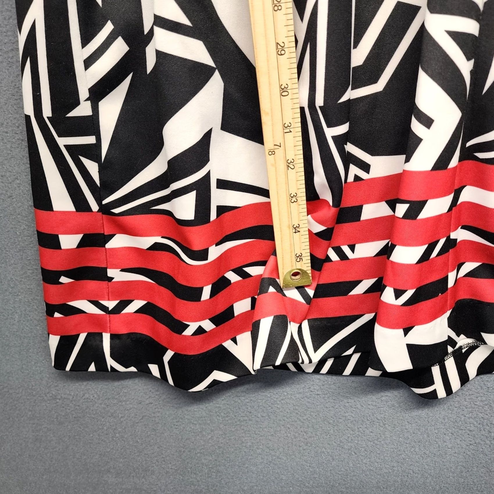 Vintage Monroe & Main Dress Womens 16 Black White Geometric Fit Flare Sleeveless Red Hem Midi Plus Women Size XXL / US 16-18 / IT 52-54 - 7 Thumbnail