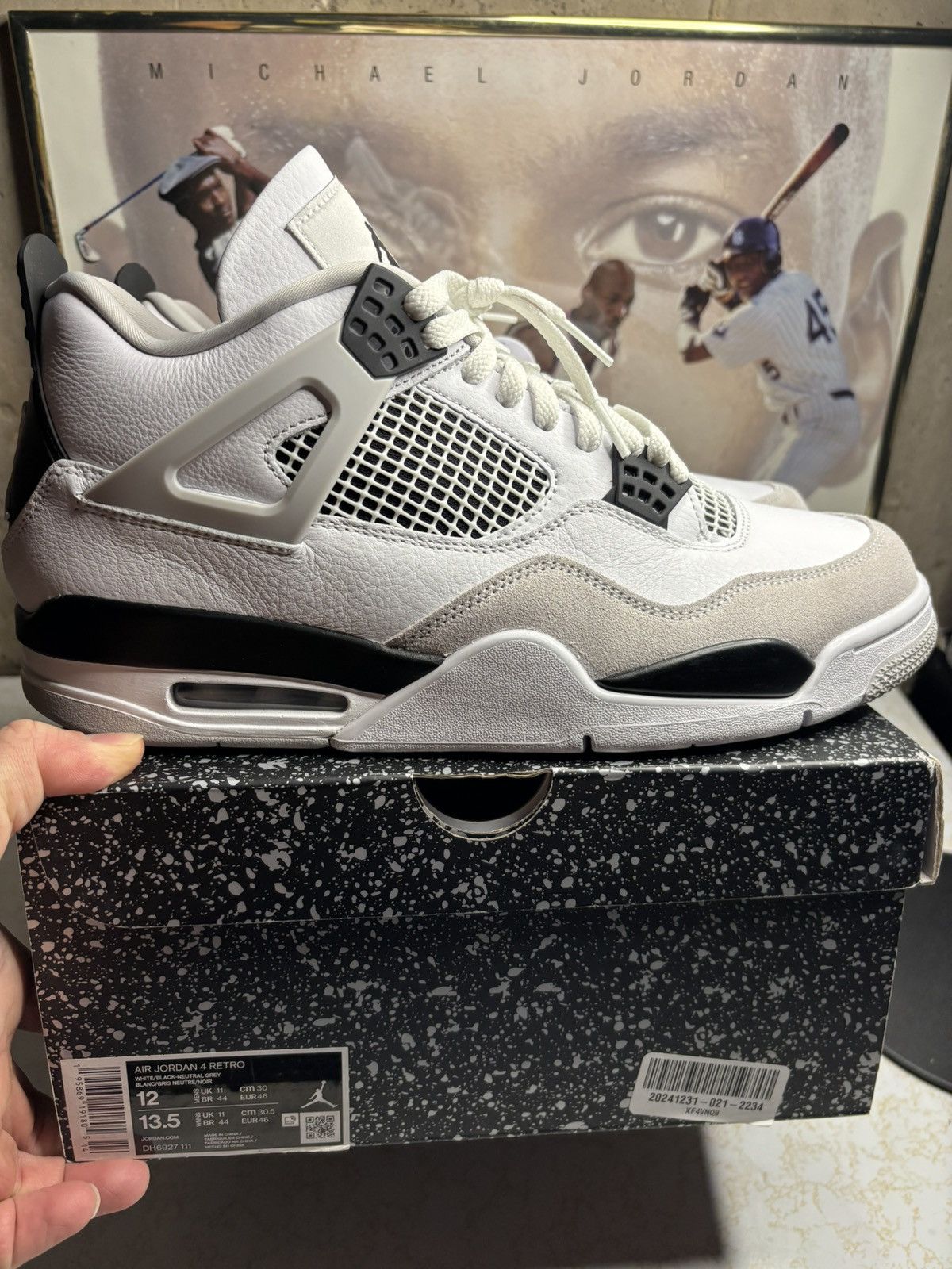 Jordan Brand Jordan Retro 4 ‘Military black’ Size US 12 / EU 45 - 1 Thumbnail