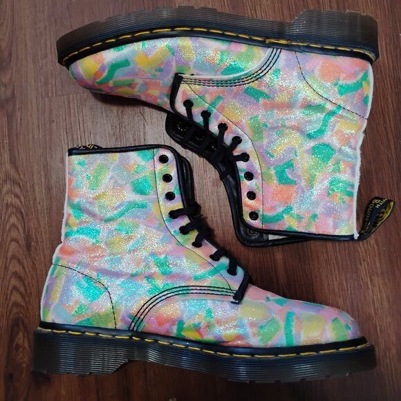 Dr. Martens Vintage Dr. Martens MIE 1460 Pascal Glitter Rainbow Boots Size US 8 / IT 38 - 2 Thumbnail