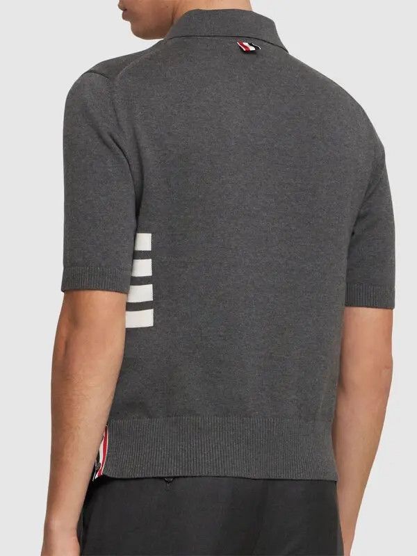 Thom Browne o1s22i1n1124 4-Bar knit Polo Shirt in Grey Size US L / EU 52-54 / 3 - 3 Thumbnail