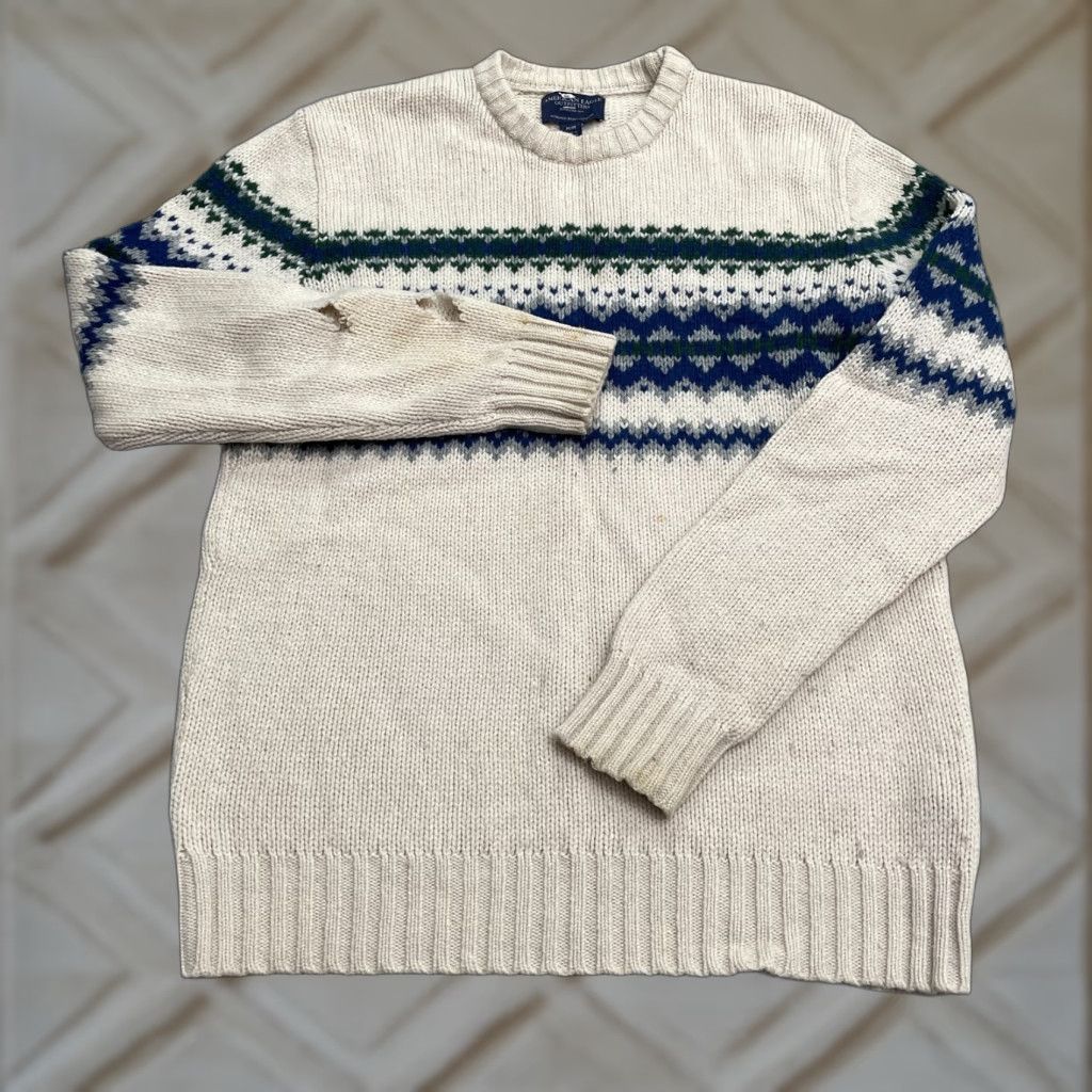 American Eagle Outfitters American Eagle Outfitters Pullover Sweater Men Medium Beige Fair Isle Knit Regular Fit Size US M / EU 48-50 / 2 - 1 Thumbnail