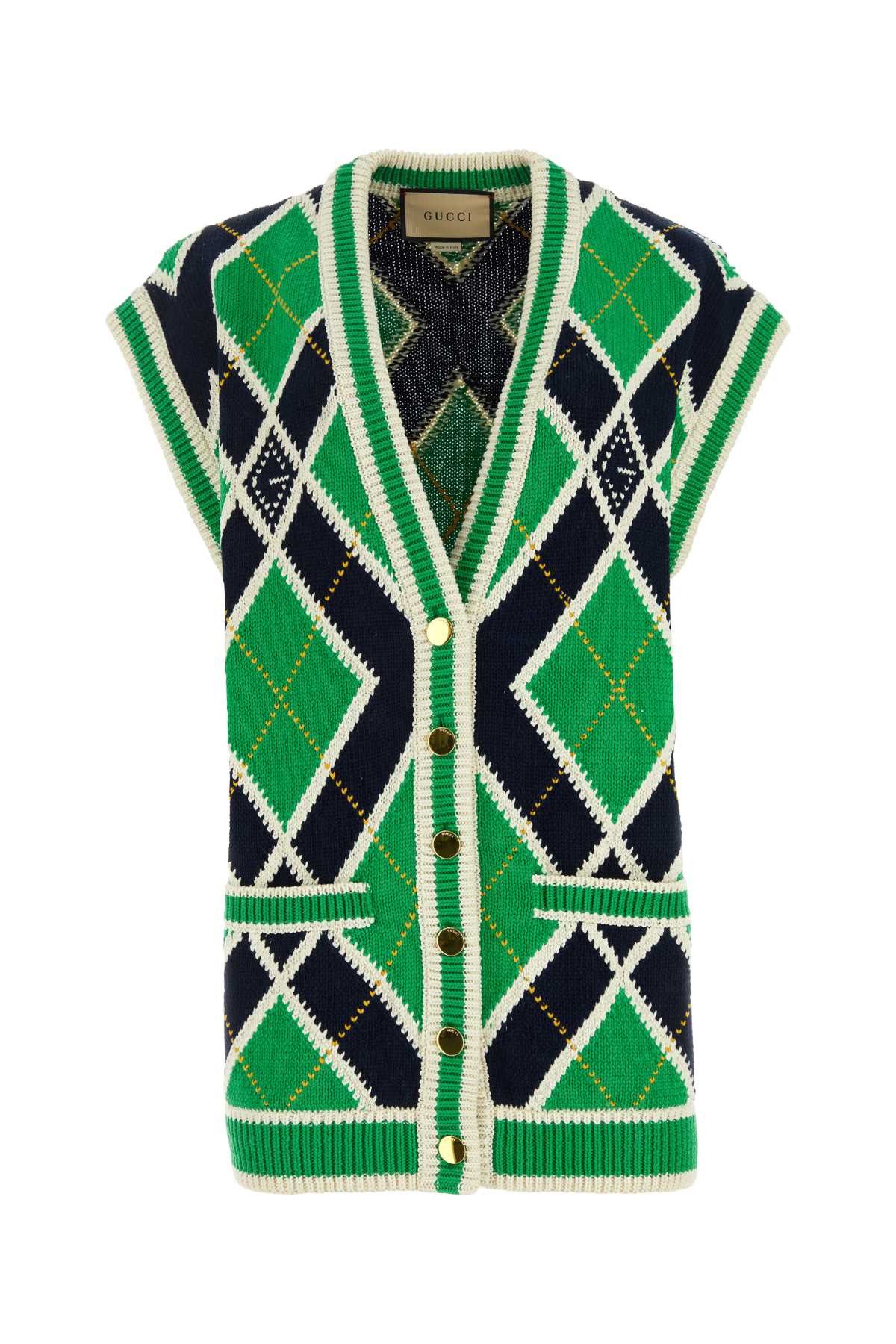 image of Gucci Embroidered Cotton Vest in Printed, Women's (Size XS)