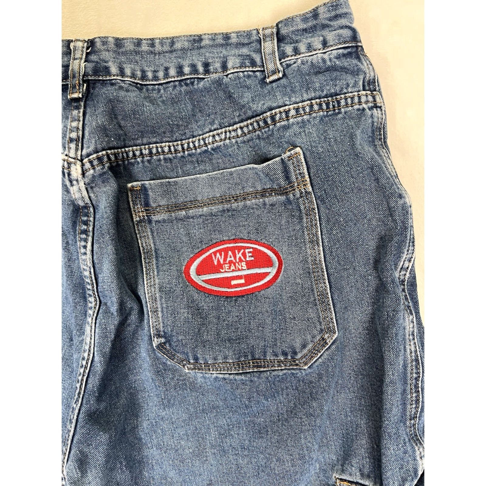 Shein Wake Baggy Cargo Wide Leg Jeans Women's 2XL 36x29 Blue 90s Hip Hop Y2K Jeans SheIn Size 40" / US 18 - 3 Thumbnail