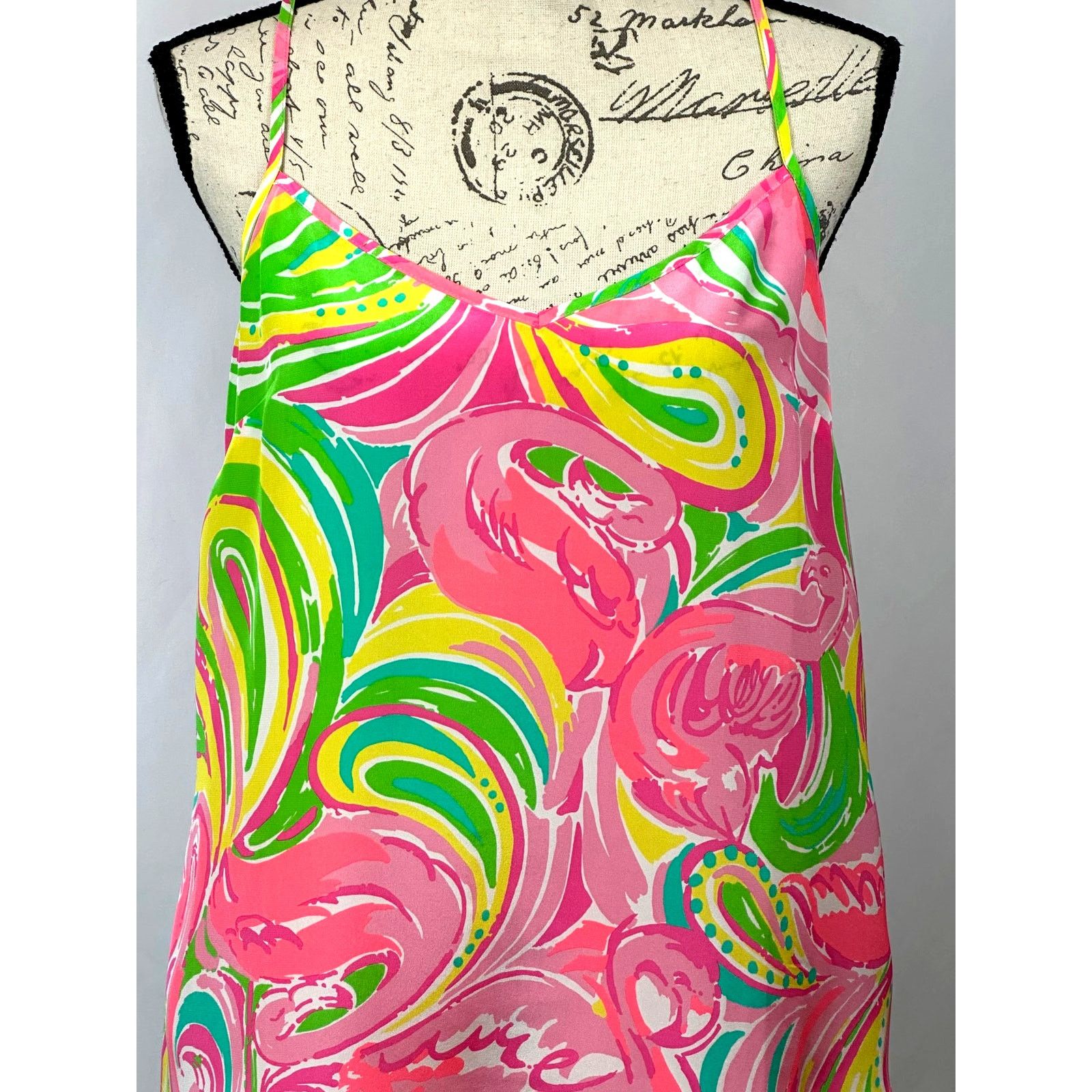 Lilly Pulitzer Lilly Pulitzer Dusk Racer Back Cami 100% Silk Flamingo M Size M / US 6-8 / IT 42-44 - 8 Thumbnail