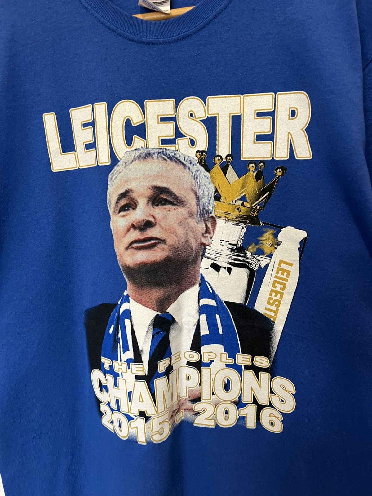 Vintage Leicester City 2015 2016 Champion Ranieri Blue T Shirt Size US L / EU 52-54 / 3 - 2 Thumbnail