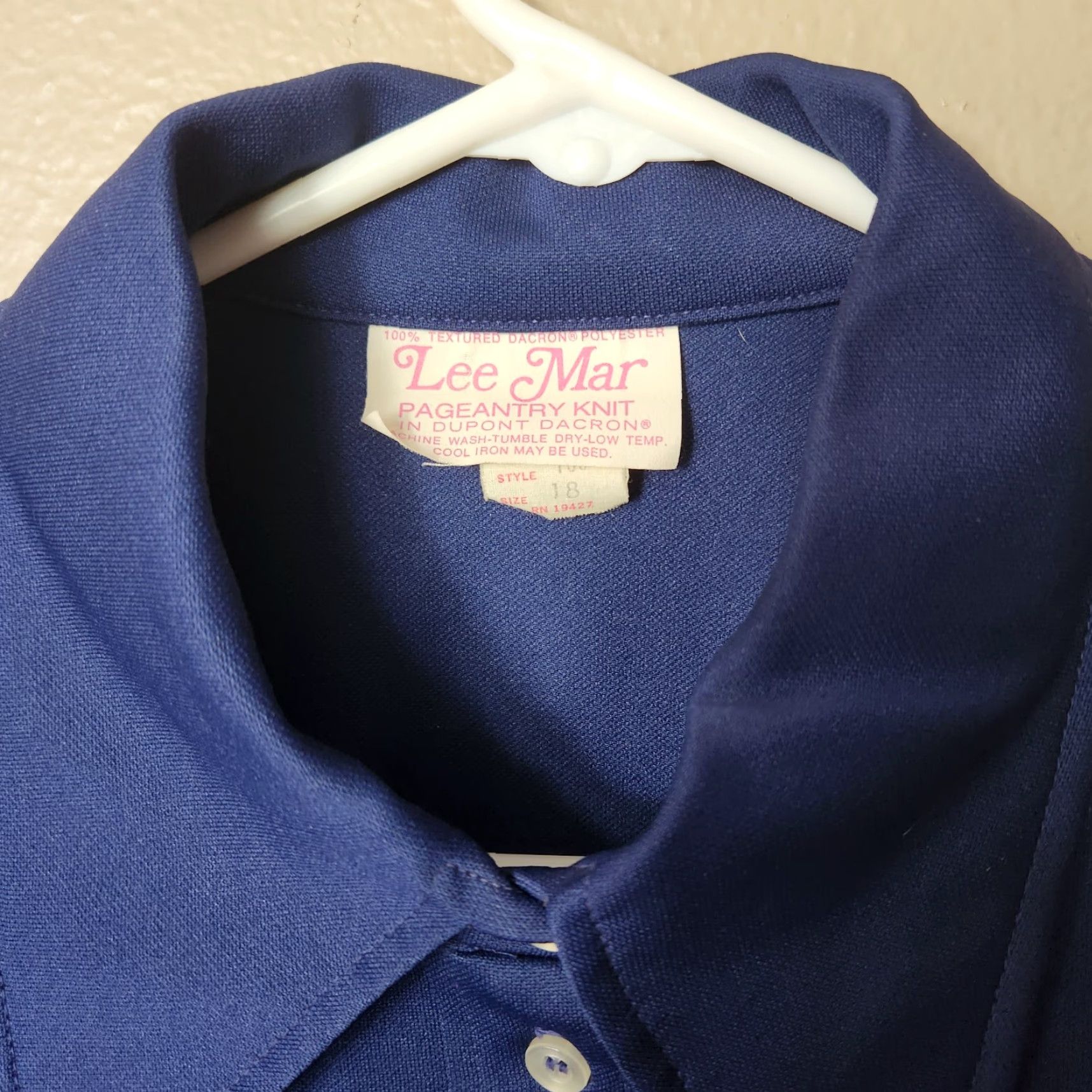 Lee VINTAGE Lee Mar Pageantry Knit Navy Long Sleeve Buttonfront Shirt-Size 18 Size XXL / US 16-18 / IT 52-54 - 2 Thumbnail